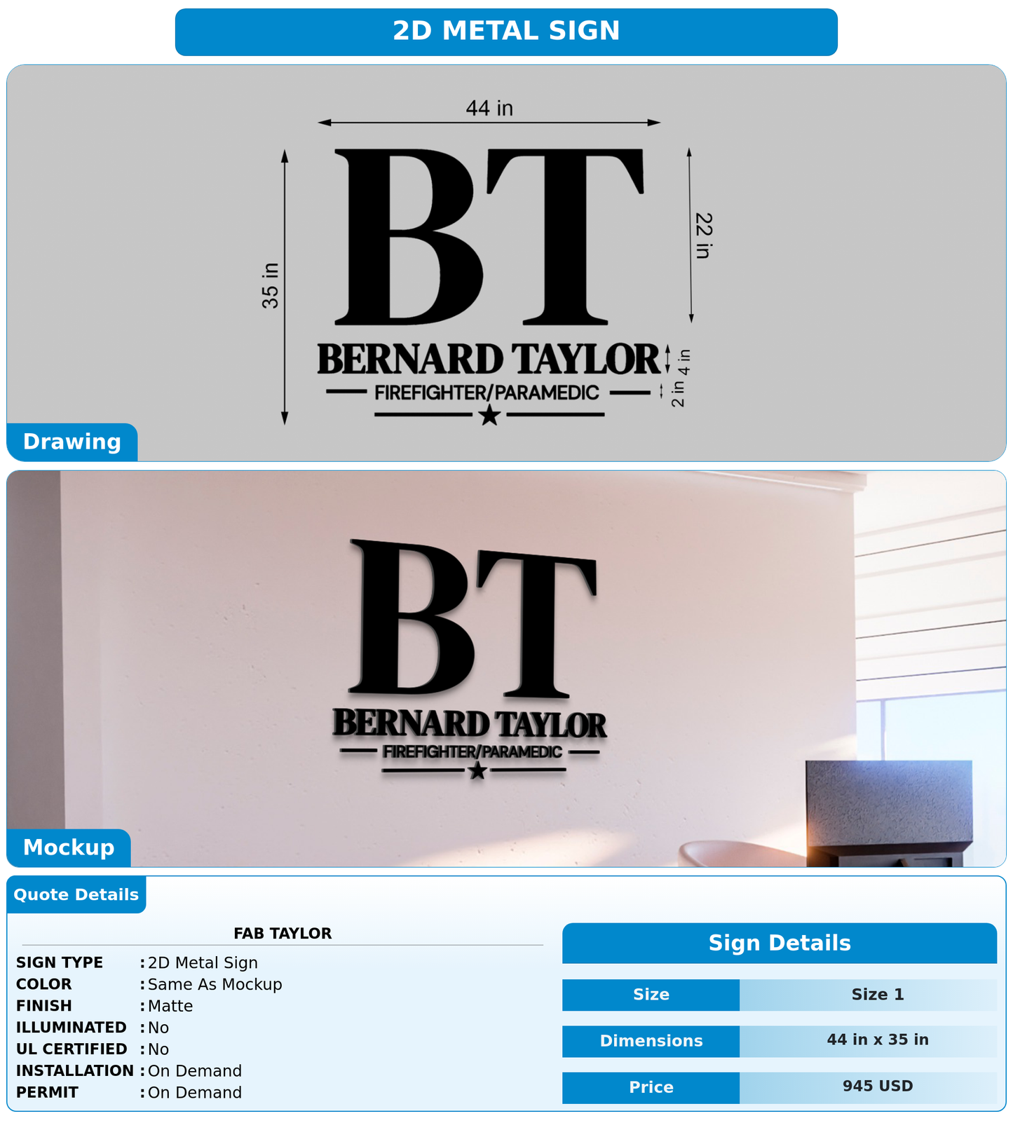 CUSTOM MOCKUP SIGN FOR Fab Taylor