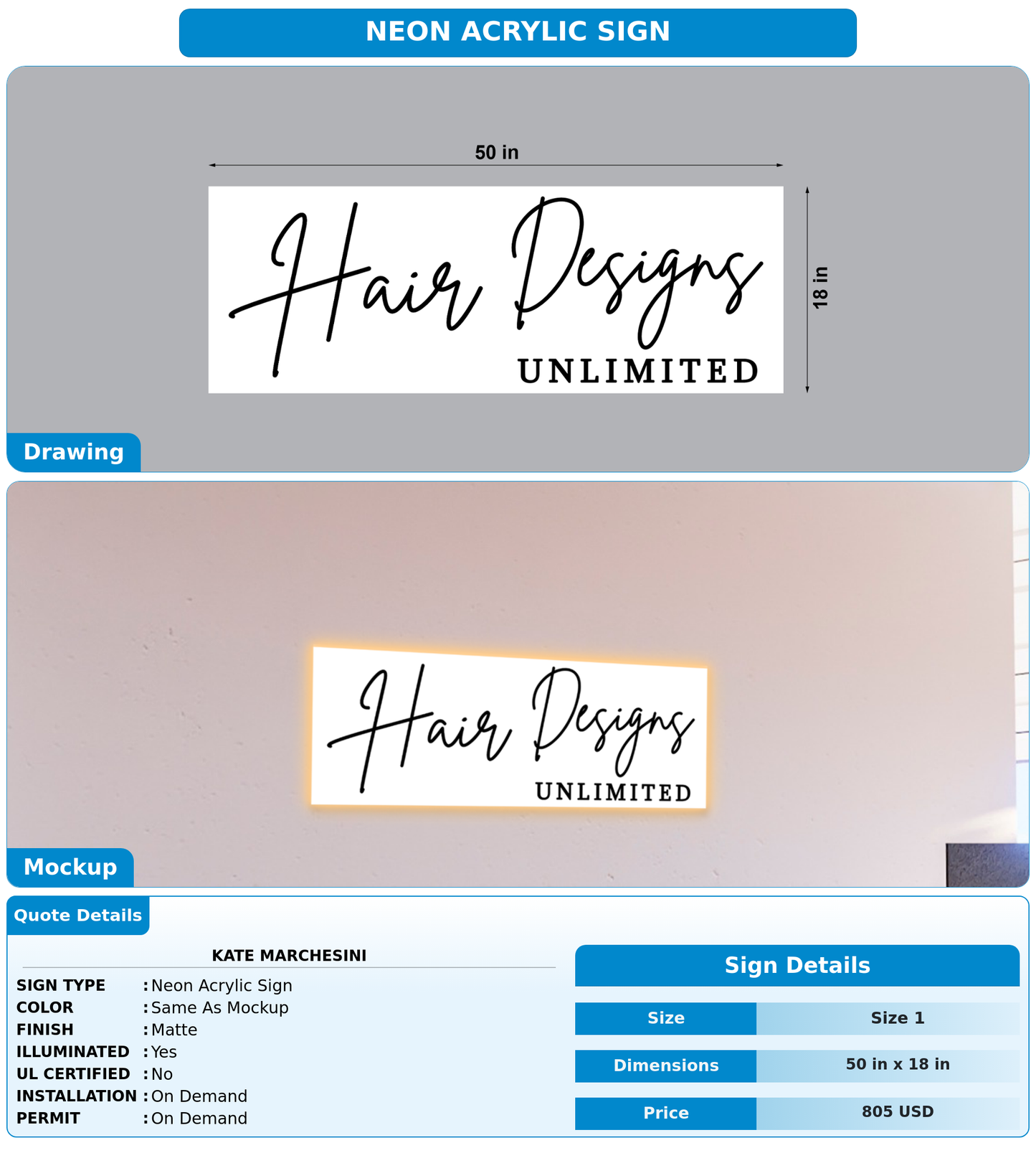 CUSTOM MOCKUP SIGN FOR Kate Marchesini
