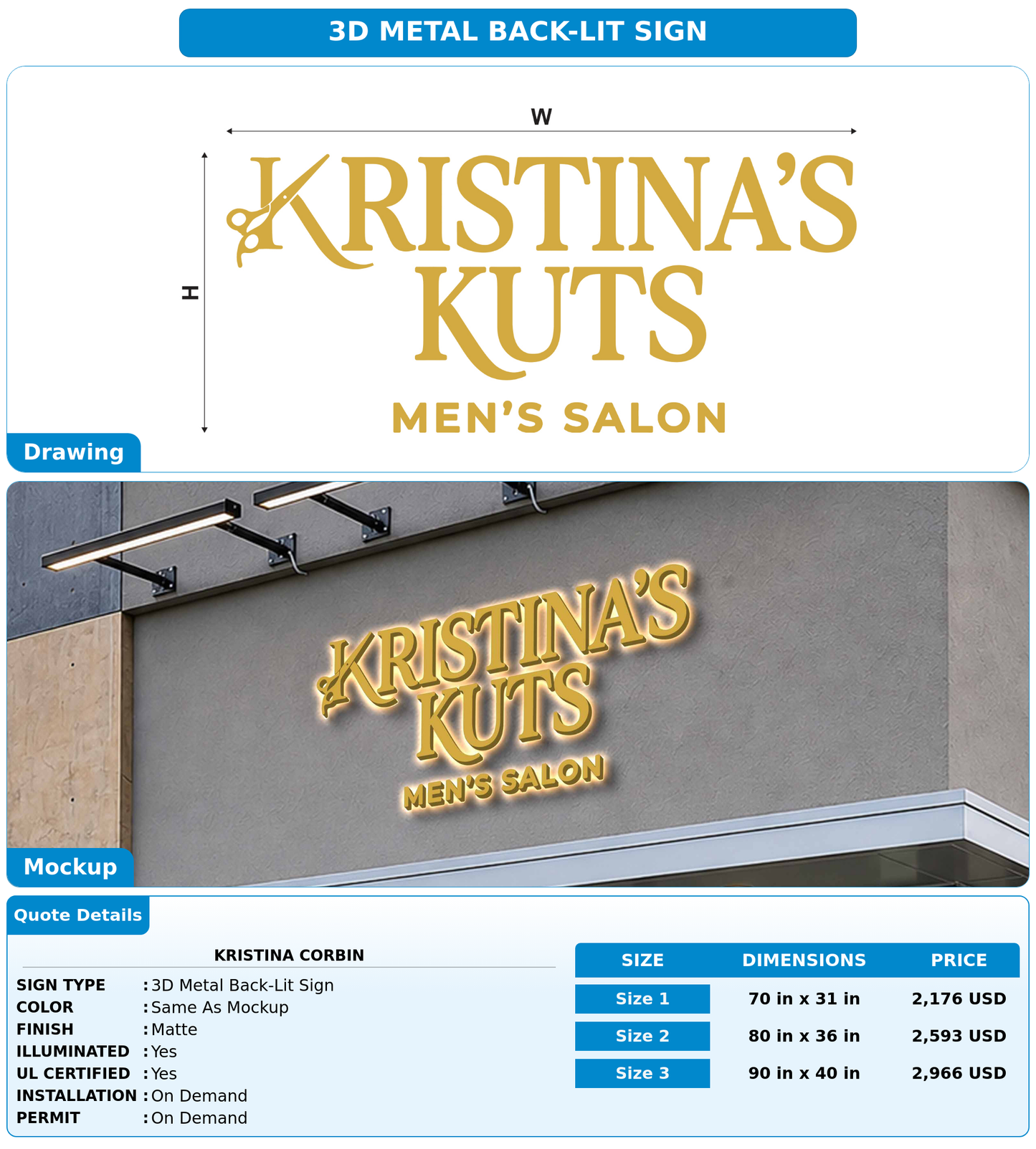 CUSTOM MOCKUP SIGN FOR Kristina Corbin