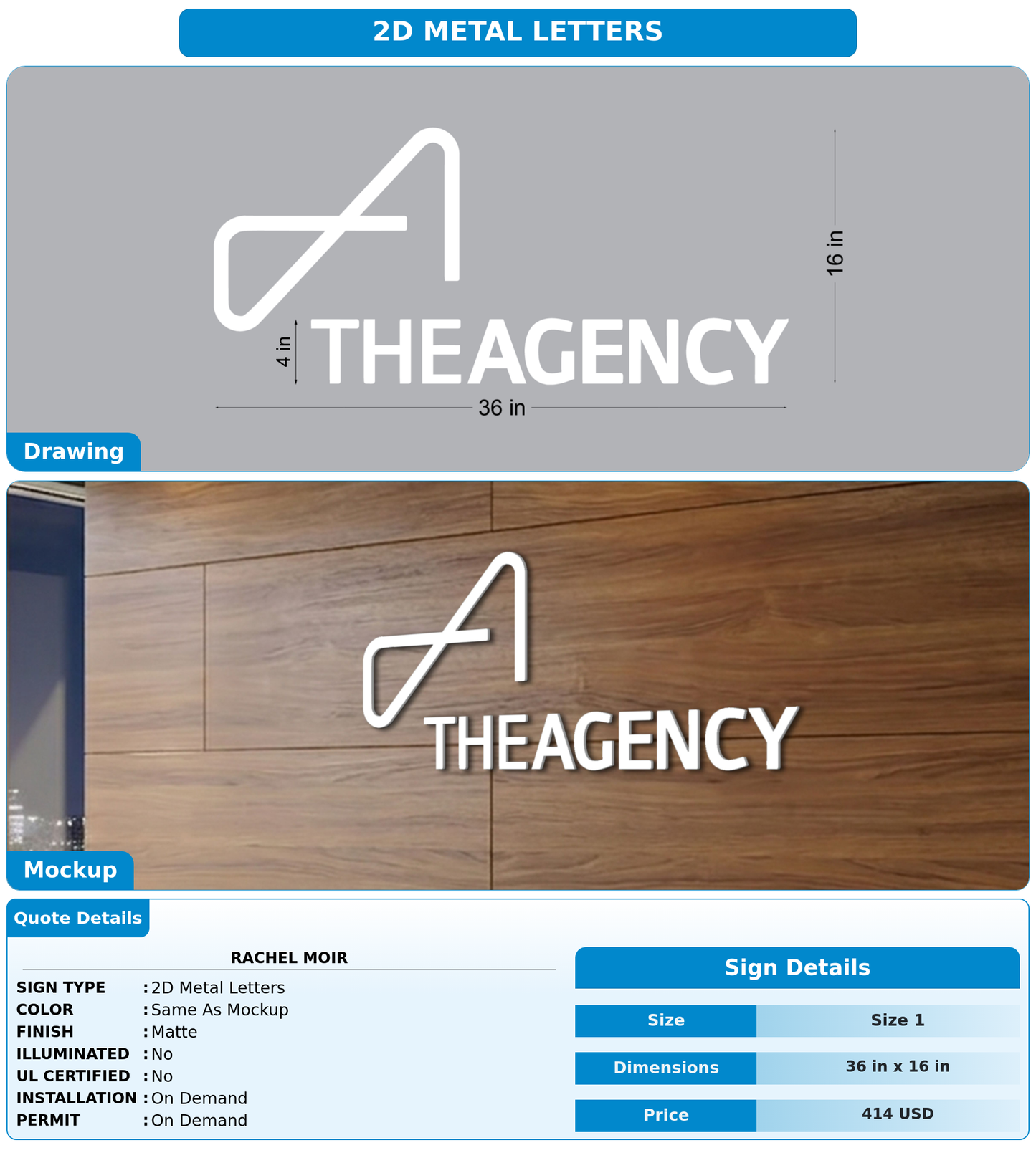 CUSTOM MOCKUP SIGN FOR Rachel Moir