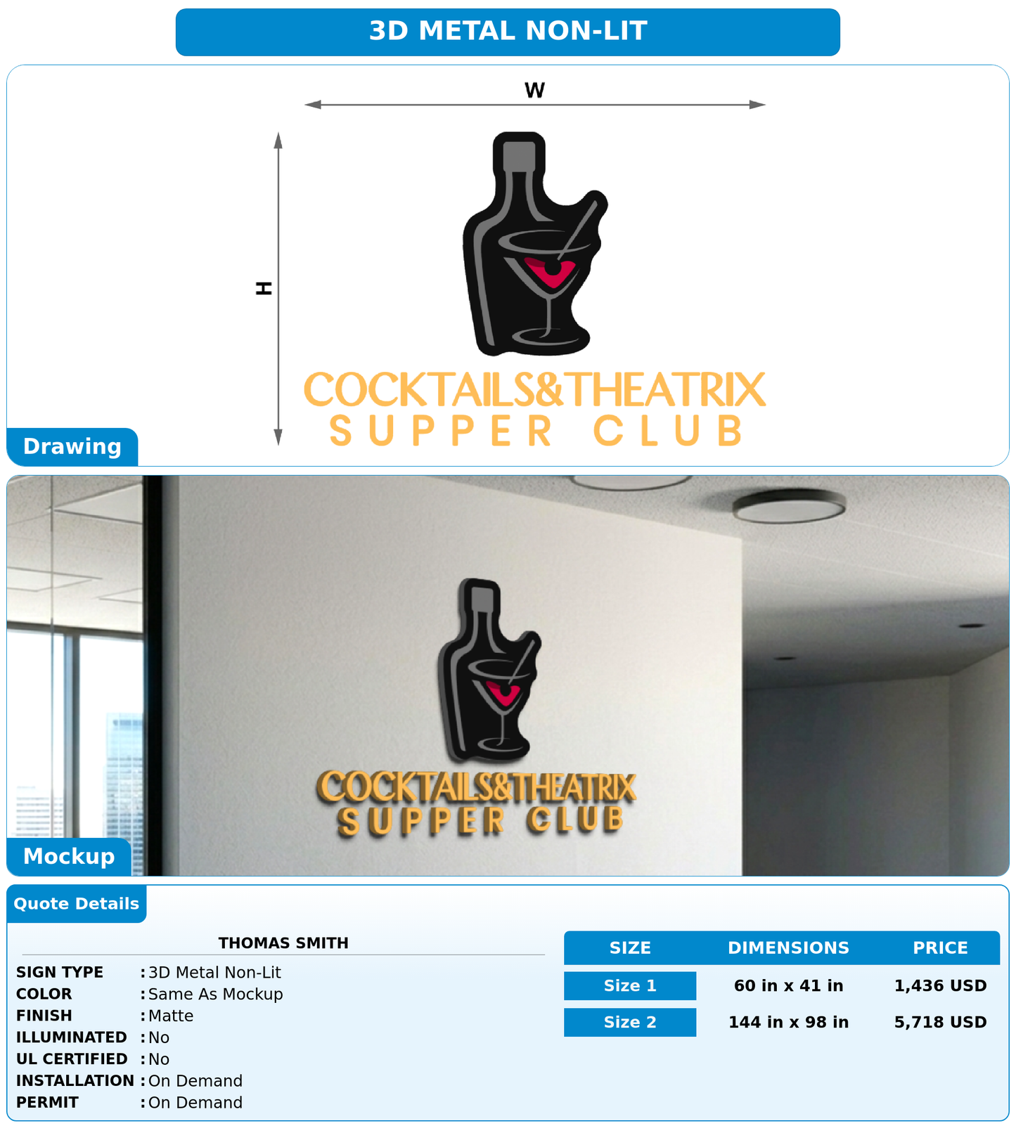 CUSTOM MOCKUP SIGN FOR Thomas Smith
