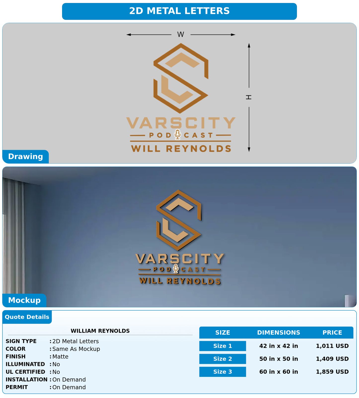 CUSTOM MOCKUP SIGN FOR William Reynolds