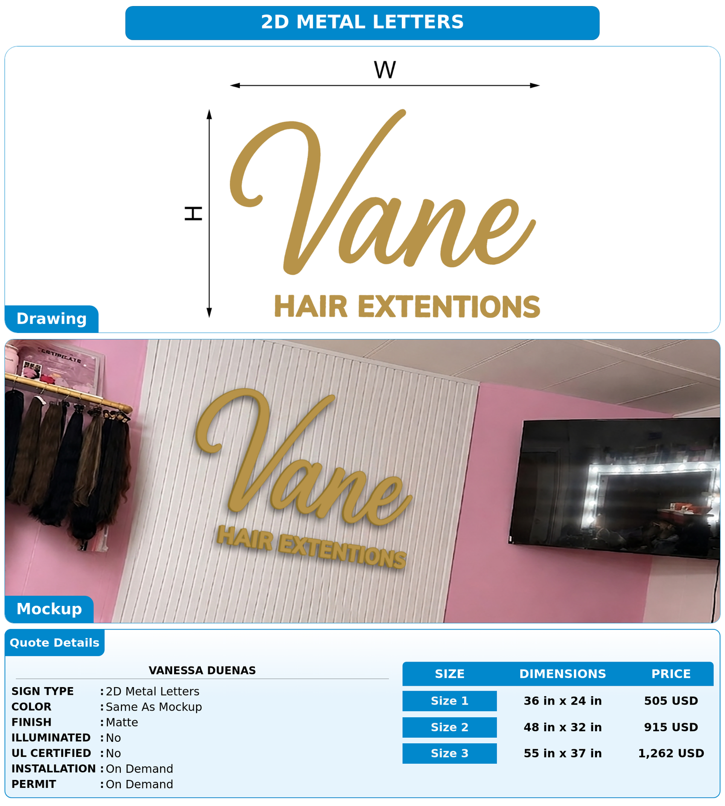 CUSTOM MOCKUP SIGN FOR Vanessa duenas