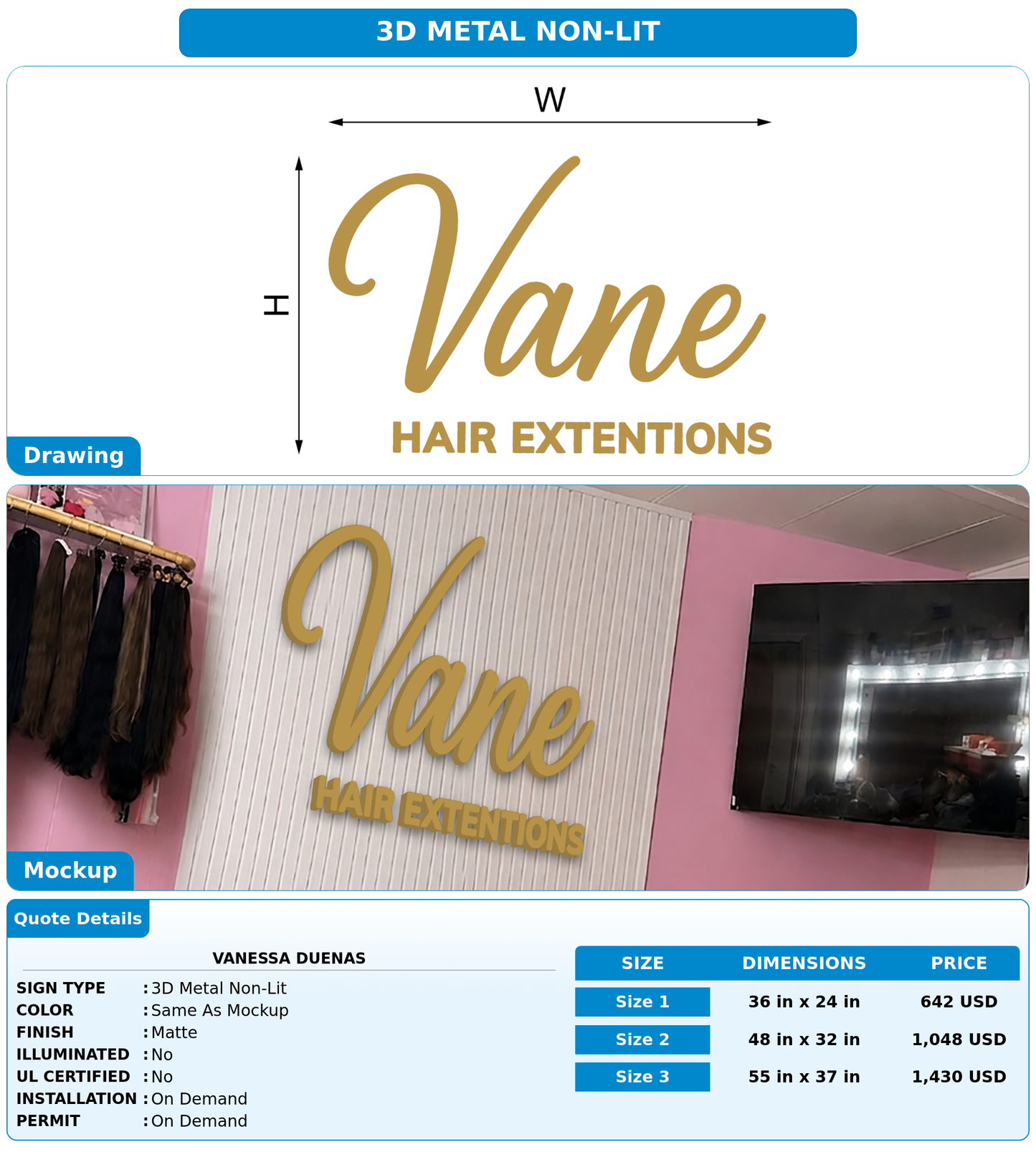 CUSTOM MOCKUP SIGN FOR Vanessa duenas