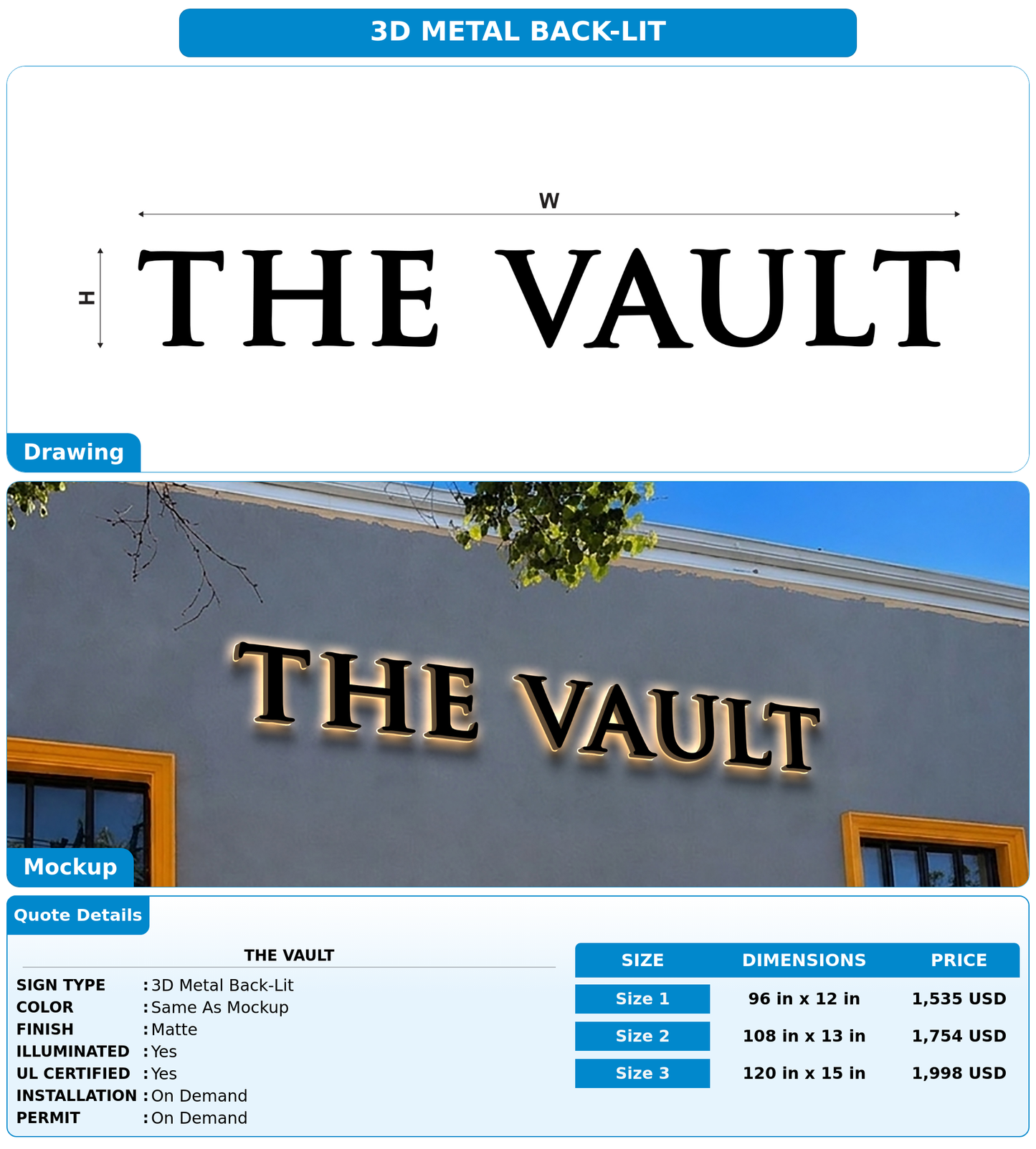 CUSTOM MOCKUP SIGN FOR The Vault