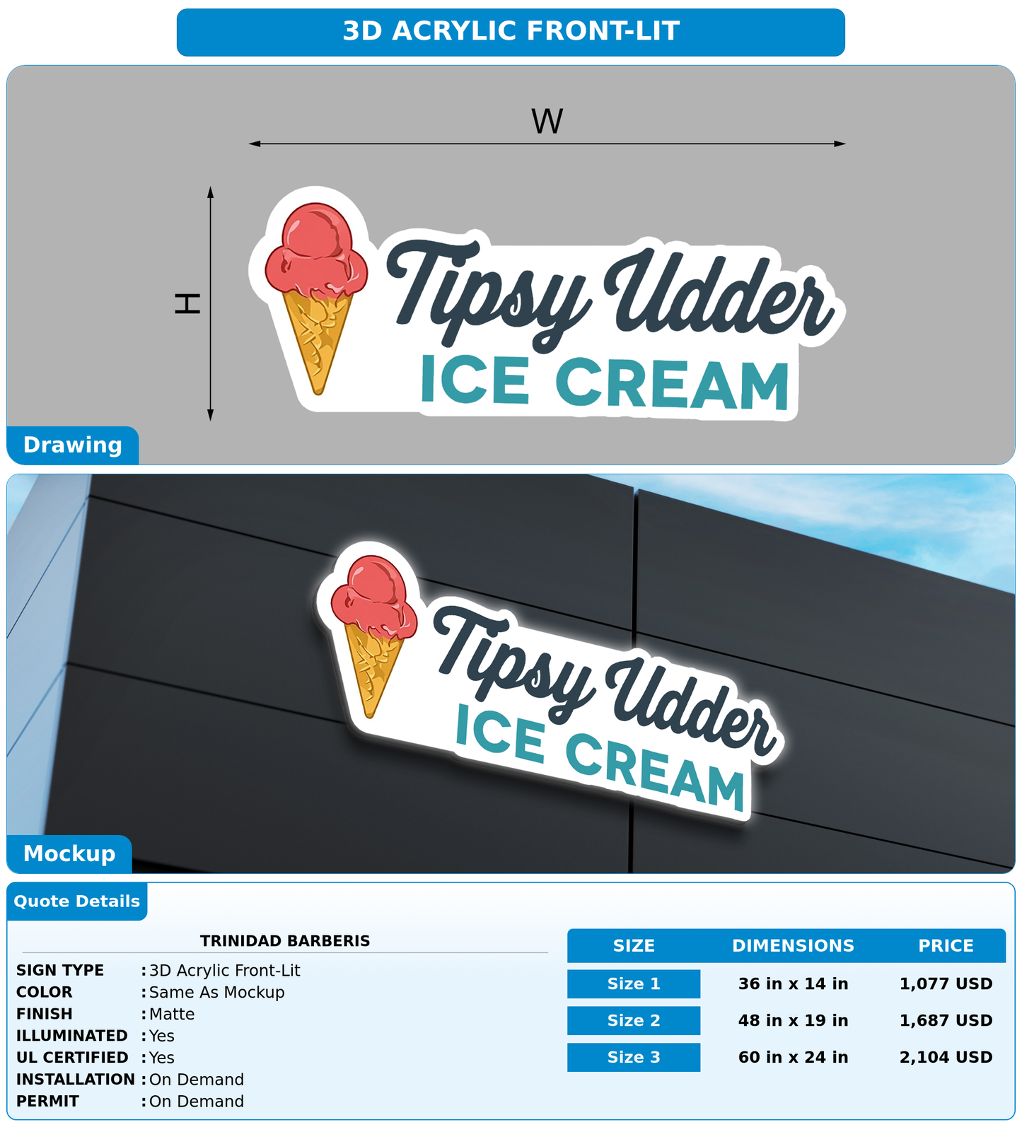 CUSTOM MOCKUP SIGN FOR Trinidad Barberis