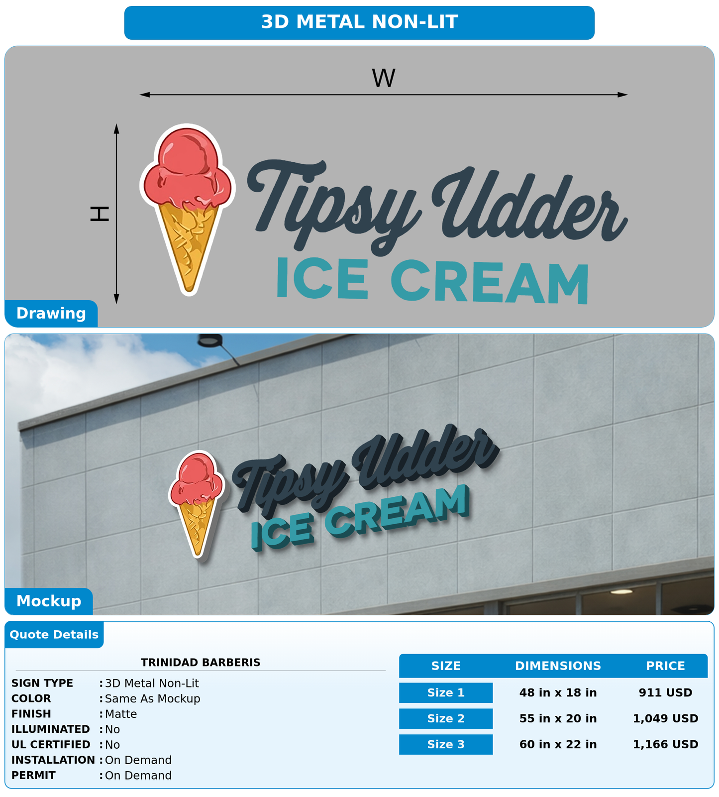 CUSTOM MOCKUP SIGN FOR Trinidad Barberis