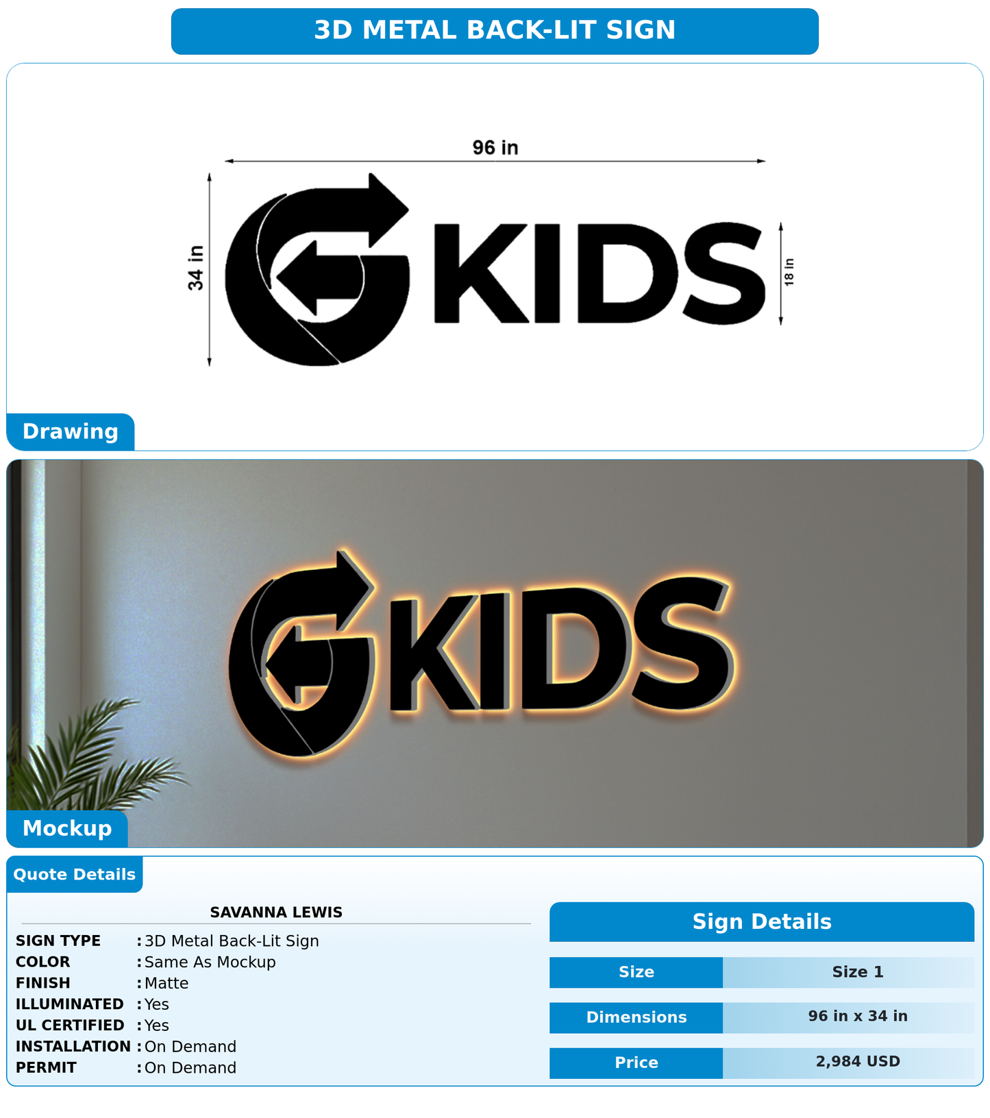 CUSTOM MOCKUP SIGN FOR Savanna Lewis