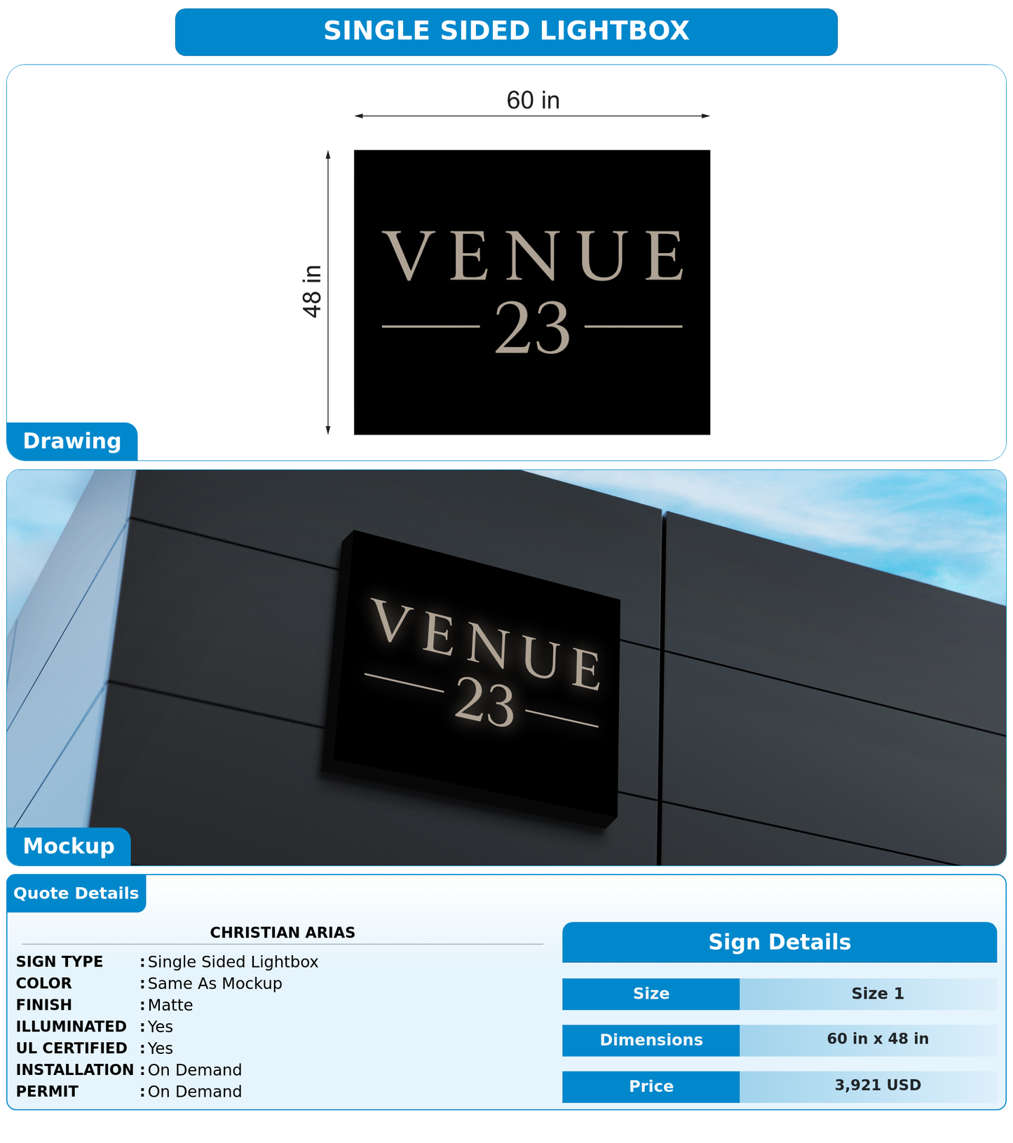 CUSTOM MOCKUP SIGN FOR Christian Arias
