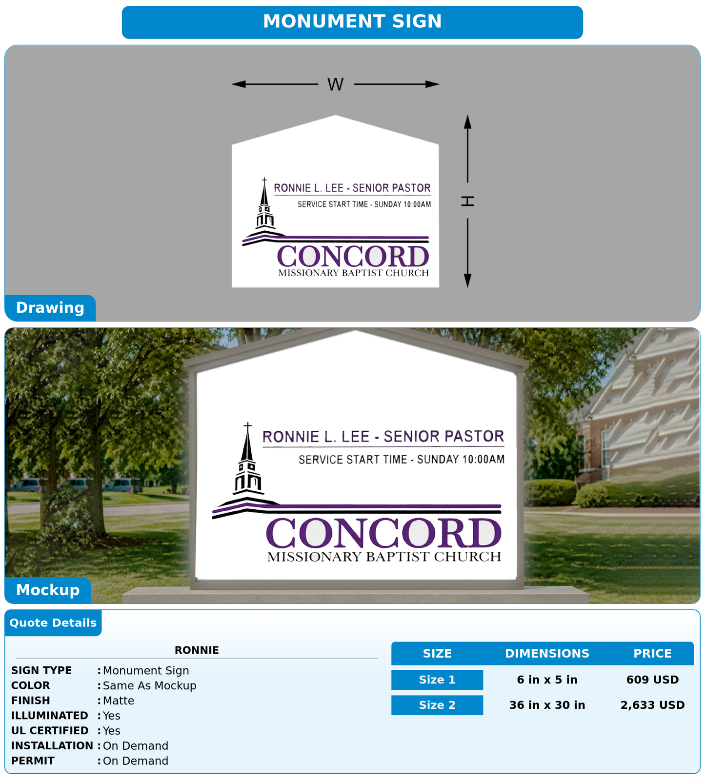 CUSTOM MOCKUP SIGN FOR Ronnie