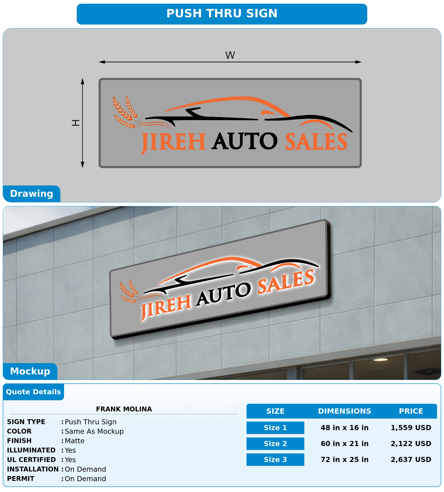 CUSTOM MOCKUP SIGN FOR Frank Molina
