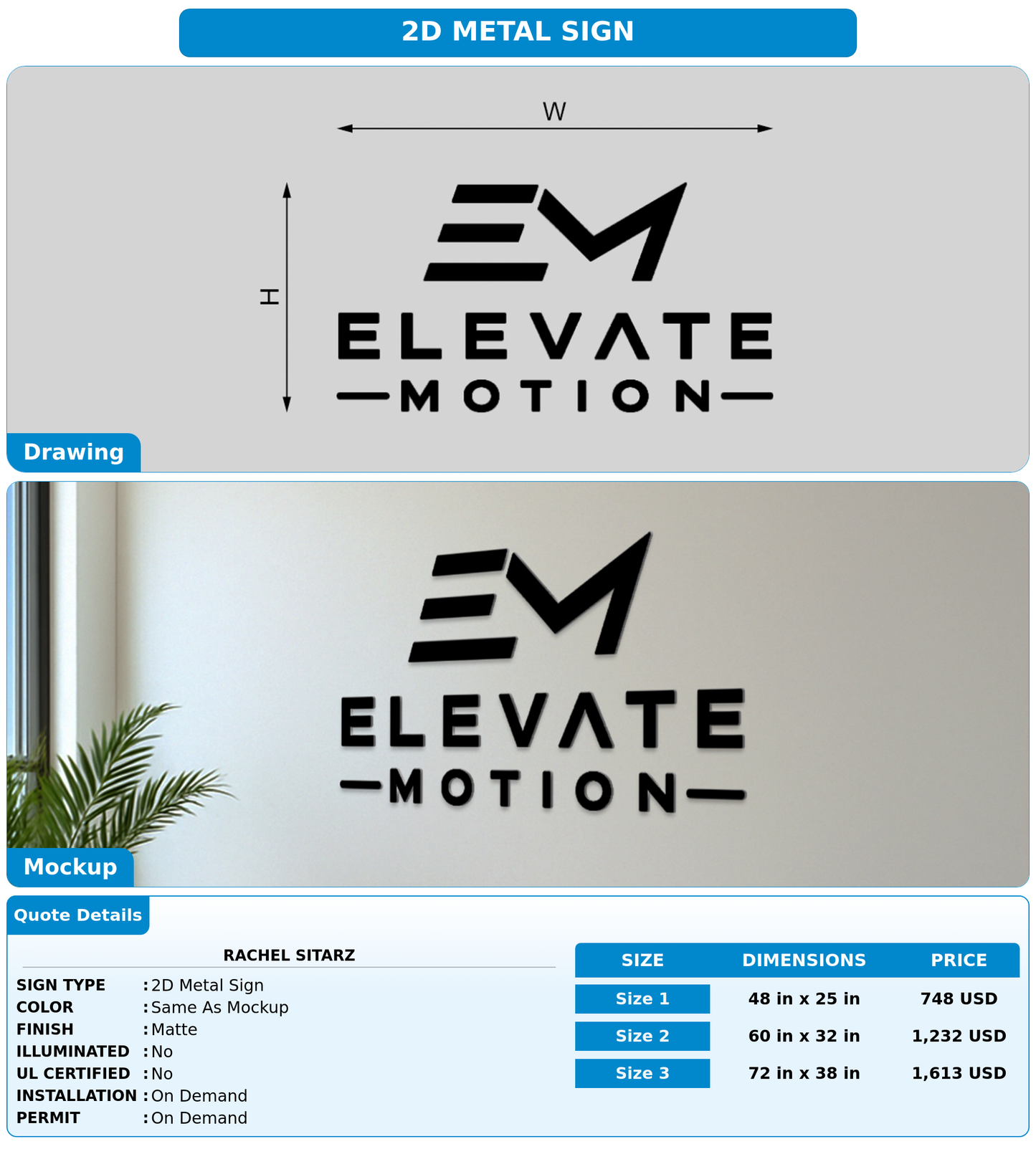 CUSTOM MOCKUP SIGN FOR Rachel Sitarz