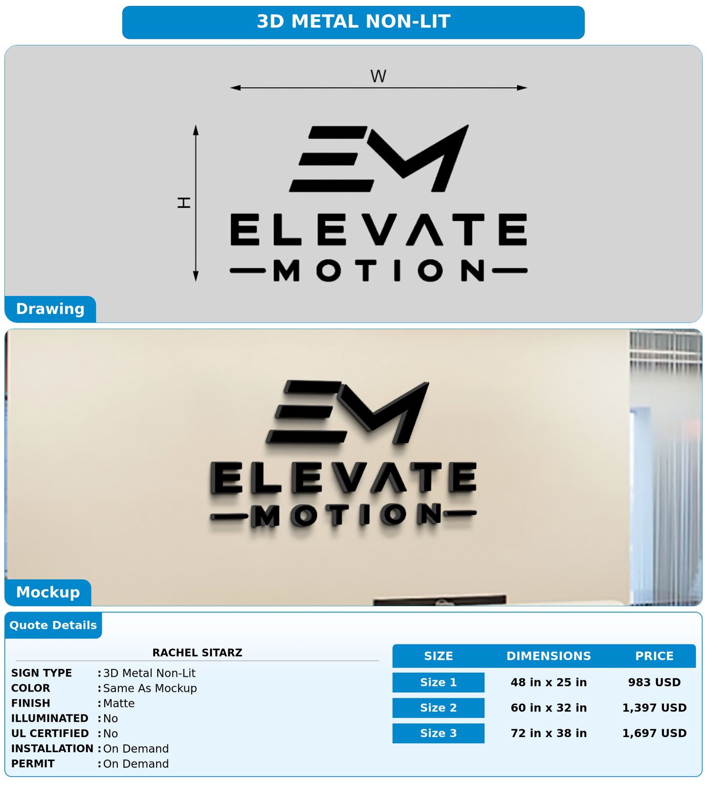 CUSTOM MOCKUP SIGN FOR Rachel Sitarz