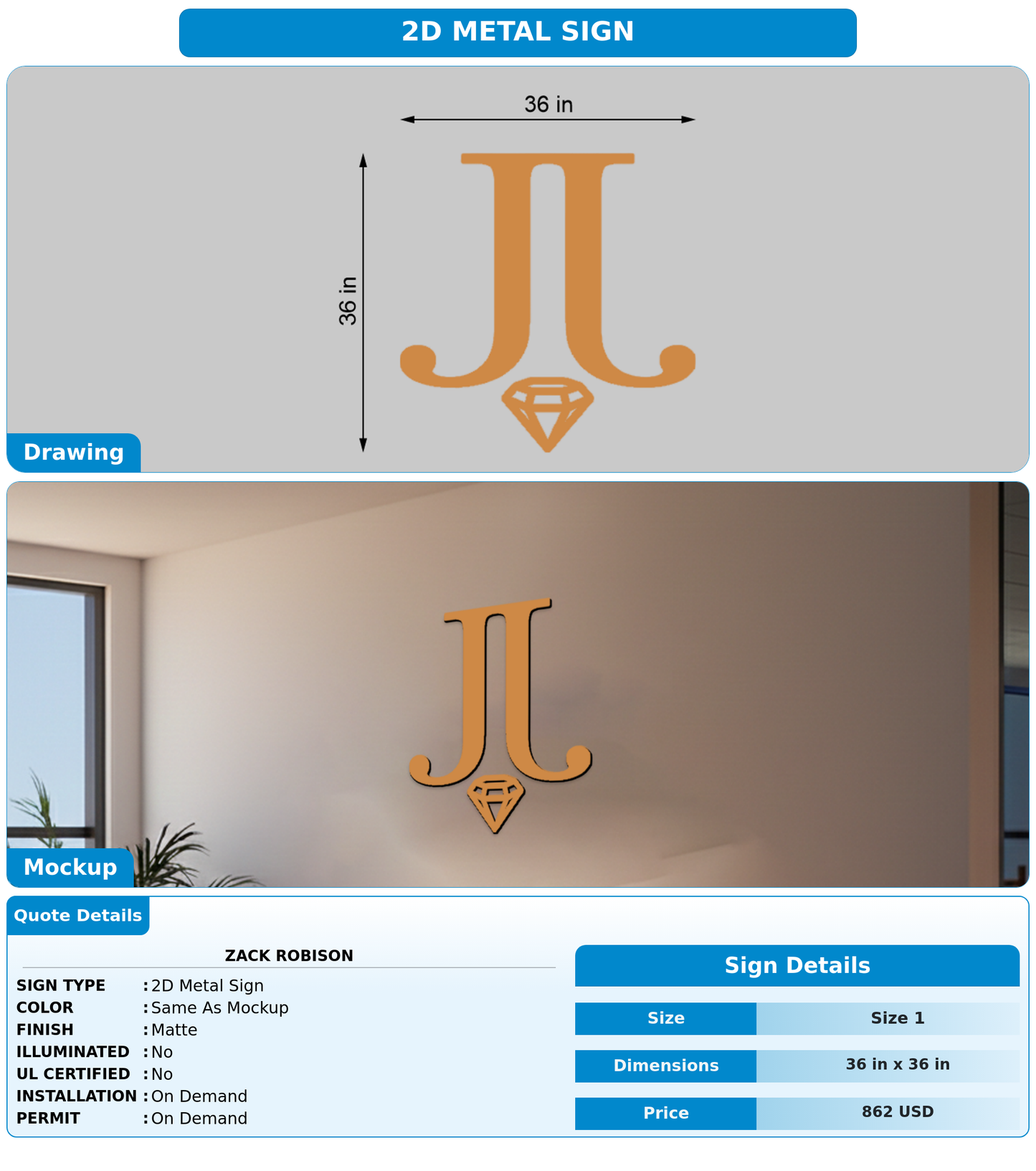 CUSTOM MOCKUP SIGN FOR Zack Robison