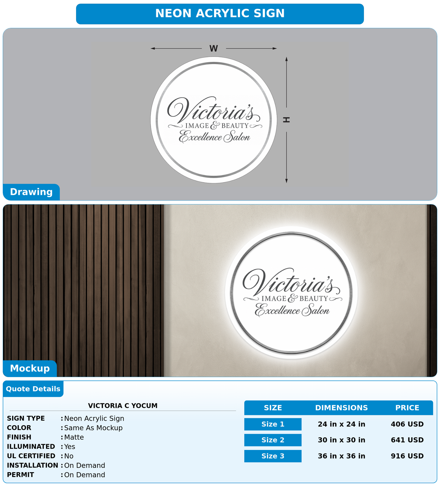 CUSTOM MOCKUP SIGN FOR Victoria C Yocum