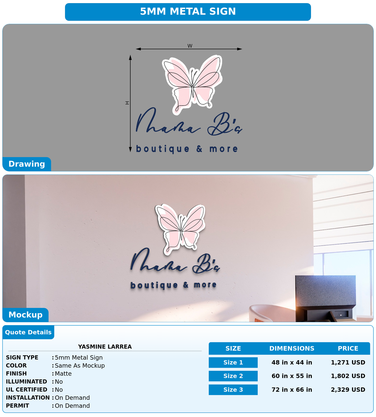 CUSTOM MOCKUP SIGN FOR Yasmine Larrea