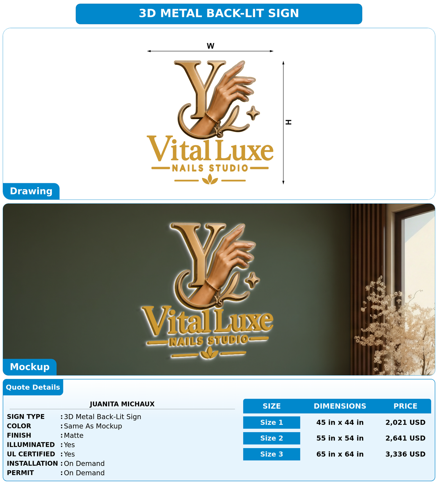 CUSTOM MOCKUP SIGN FOR Juanita Michaux