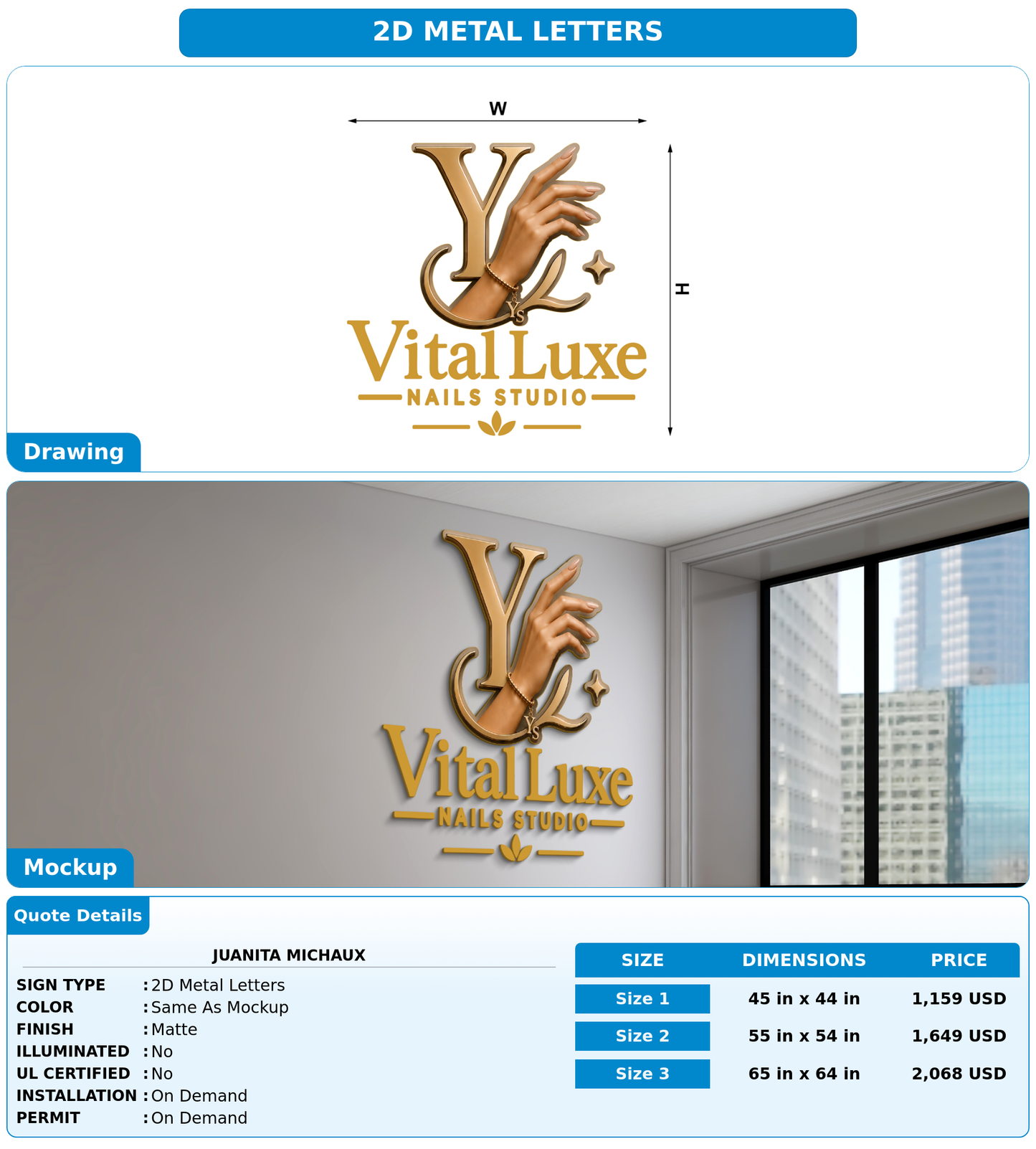 CUSTOM MOCKUP SIGN FOR Juanita Michaux