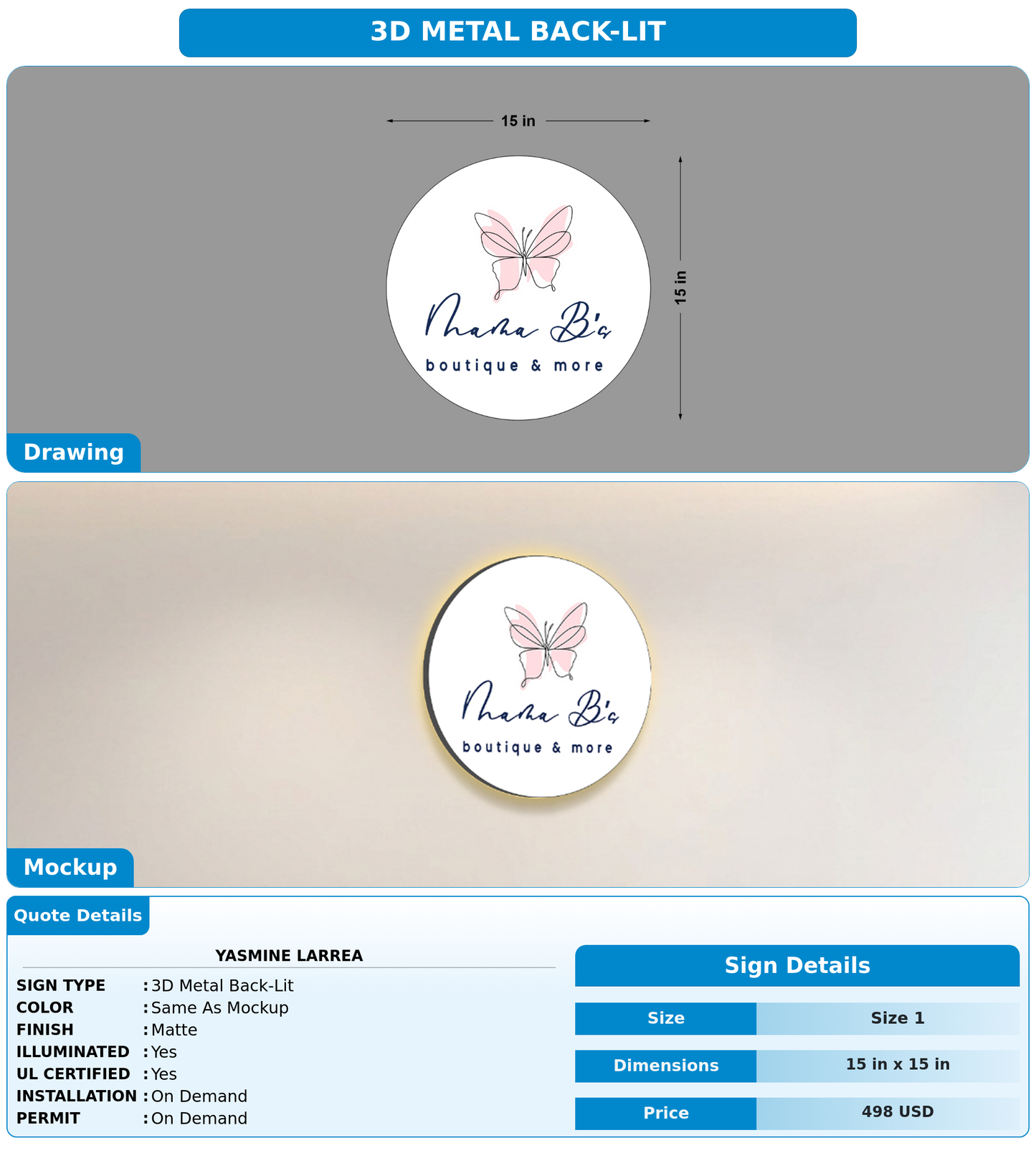 CUSTOM MOCKUP SIGN FOR Yasmine Larrea