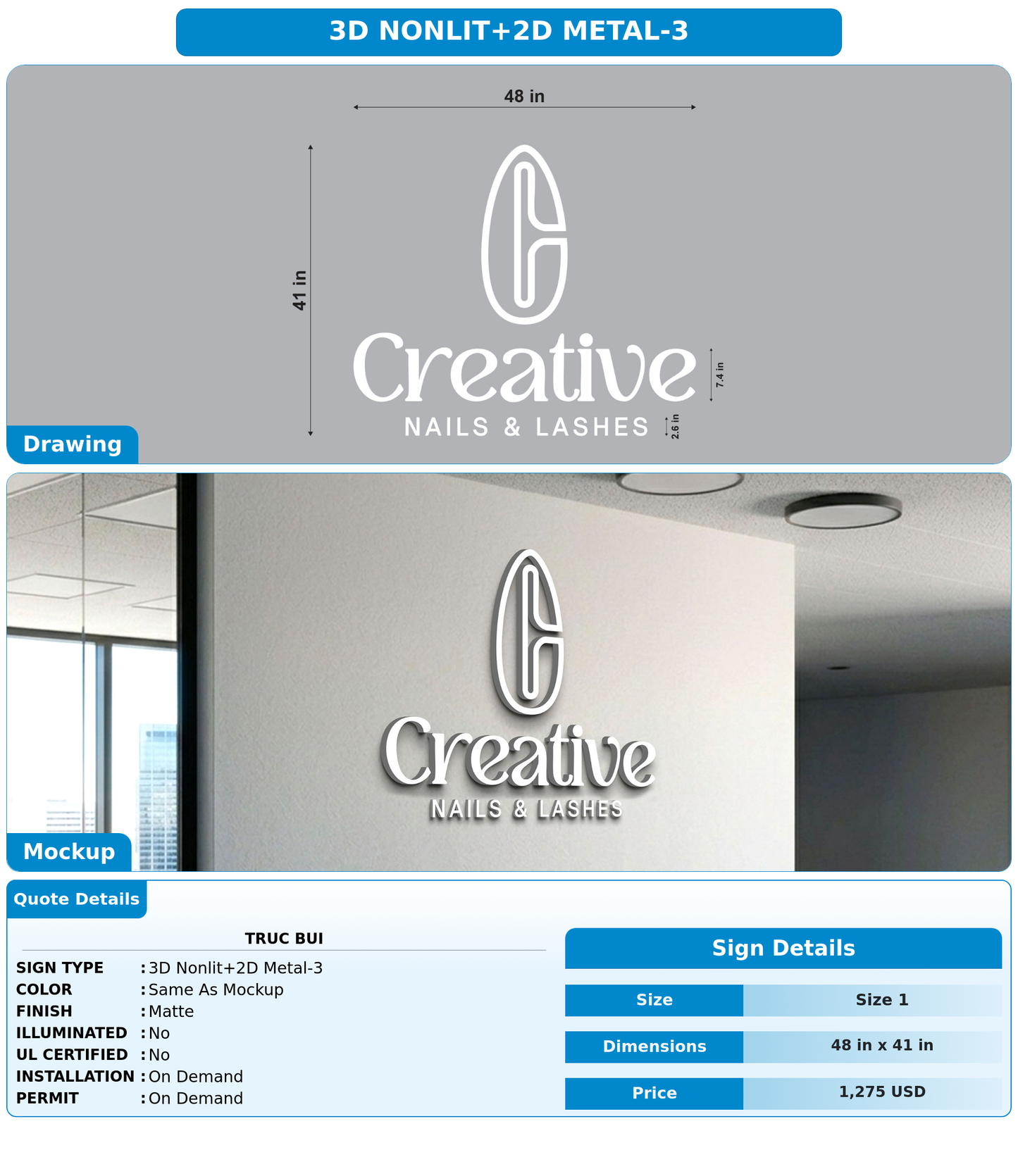 CUSTOM MOCKUP SIGN FOR Truc Bui