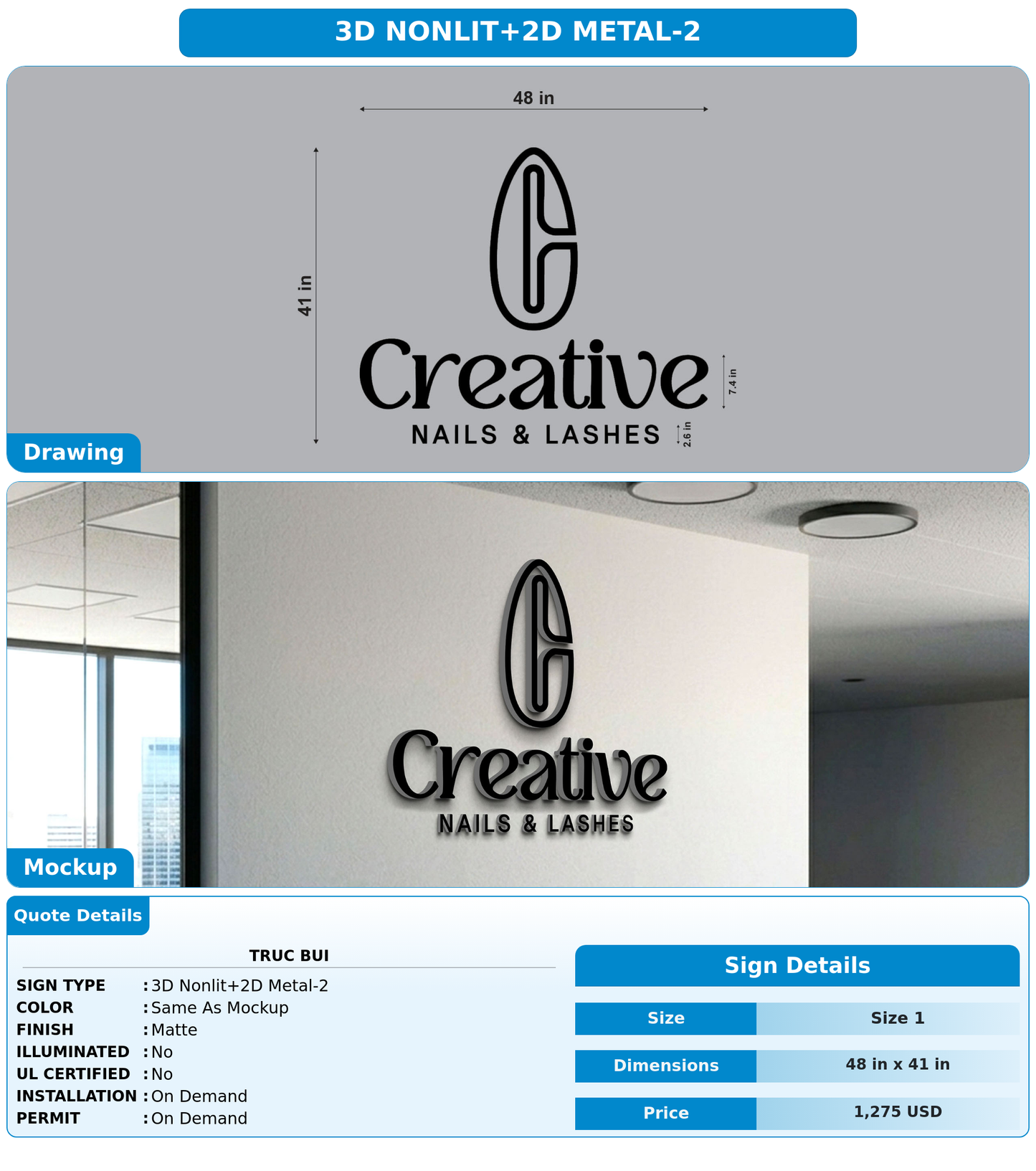 CUSTOM MOCKUP SIGN FOR Truc Bui