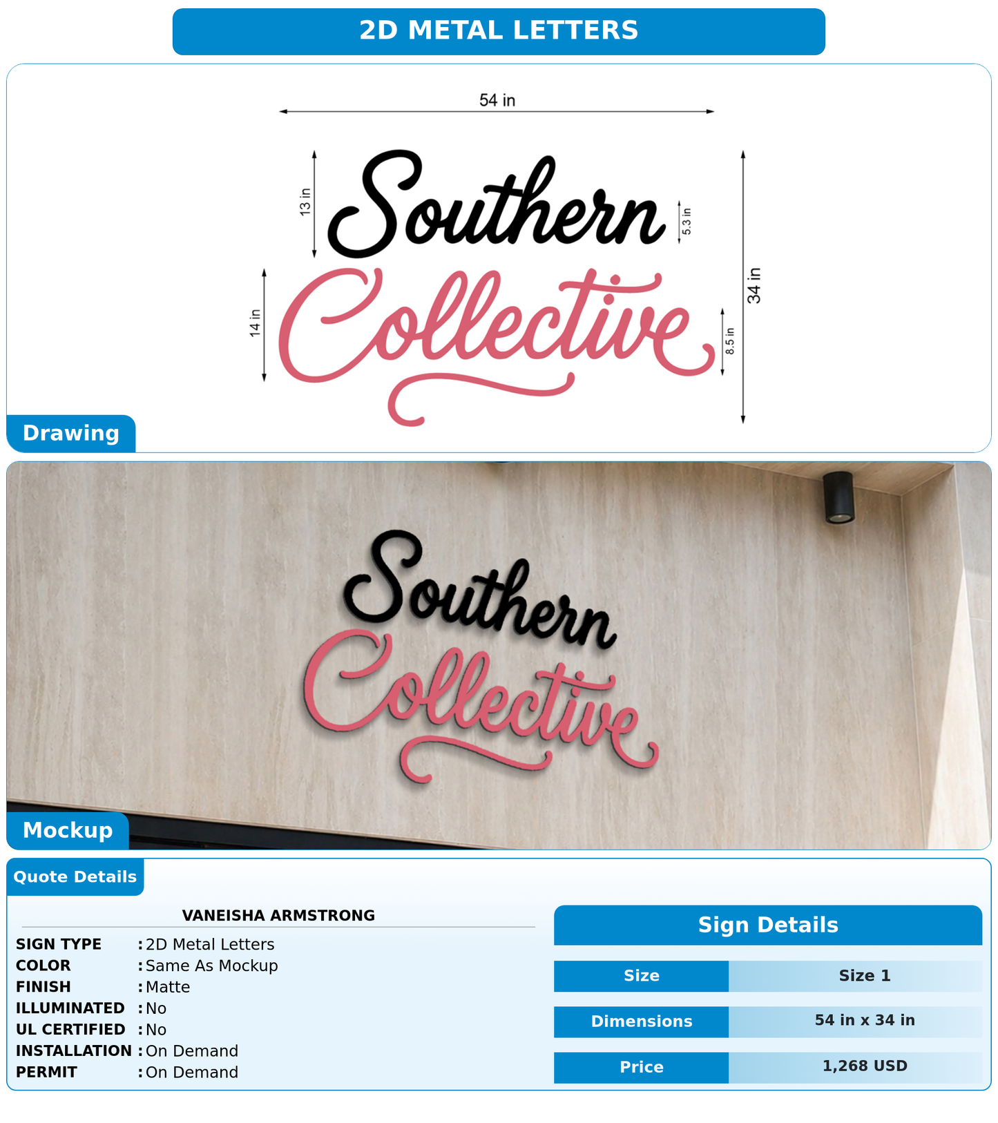 CUSTOM MOCKUP SIGN FOR Vaneisha Armstrong