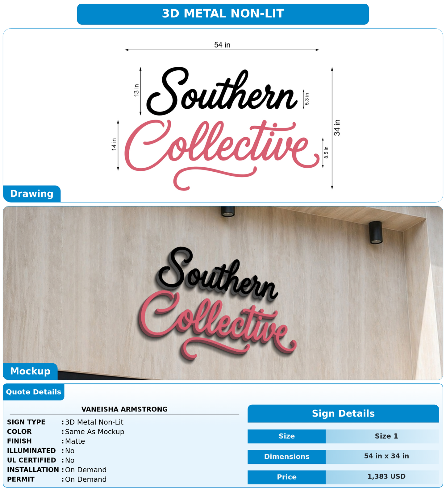 CUSTOM MOCKUP SIGN FOR Vaneisha Armstrong