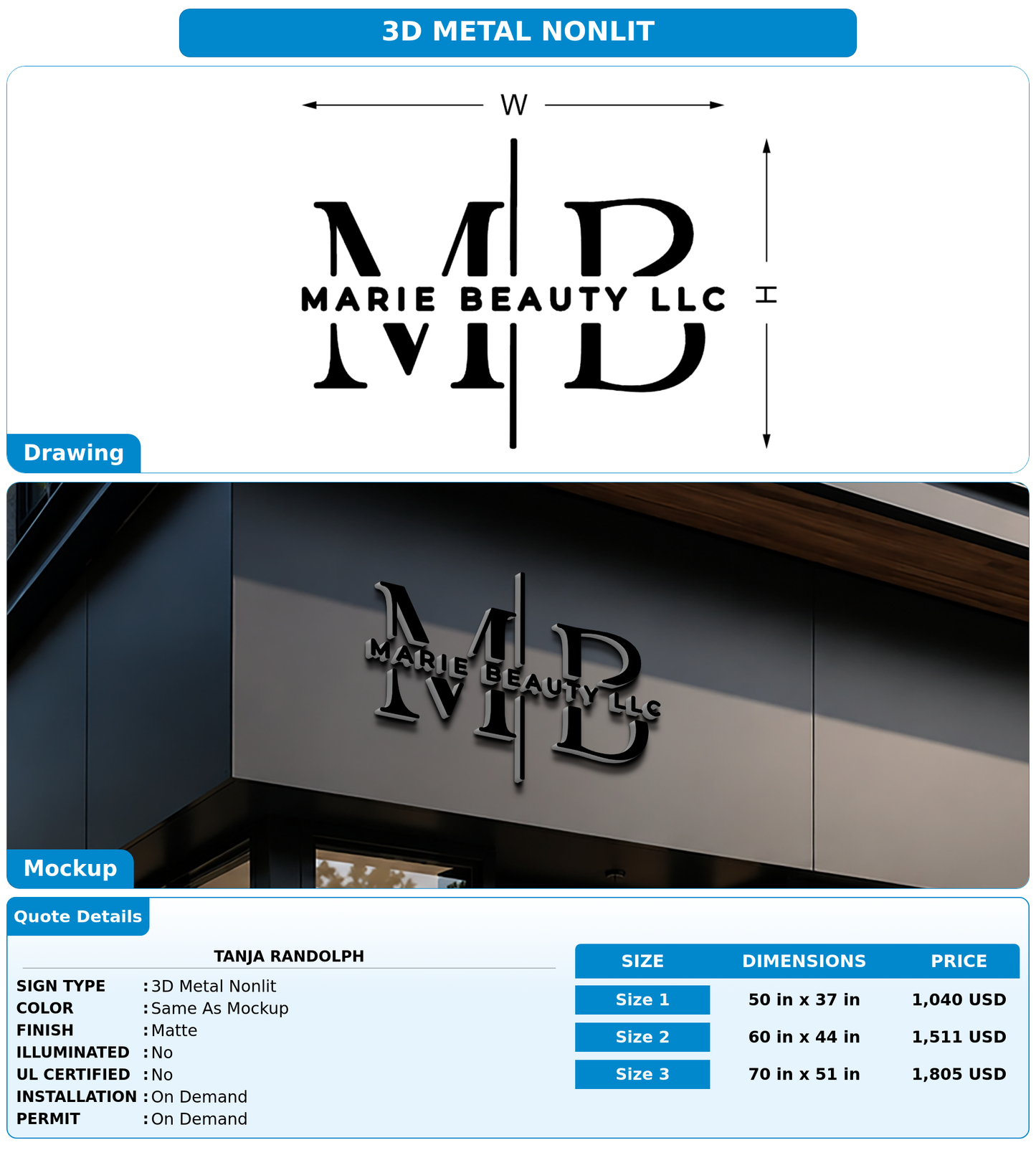 CUSTOM MOCKUP SIGN FOR Tanja Randolph