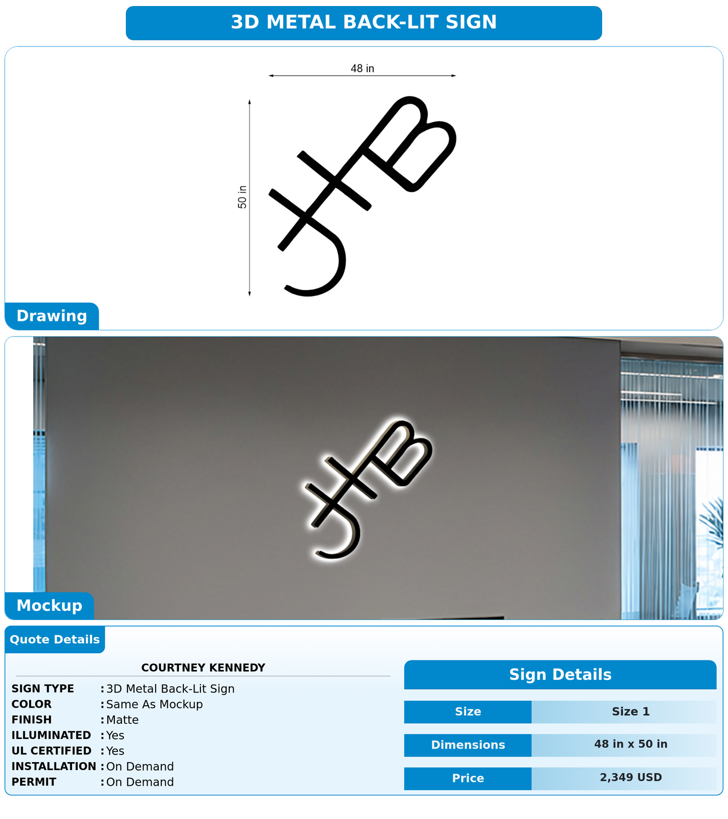 CUSTOM MOCKUP SIGN FOR Courtney Kennedy