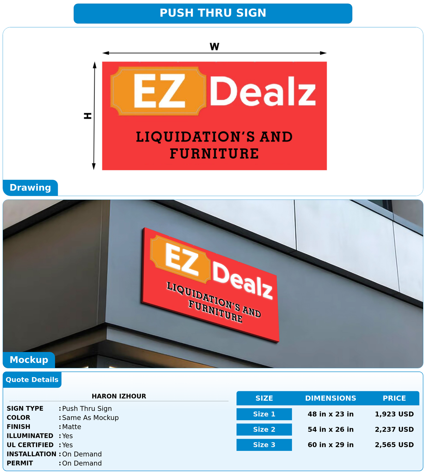 CUSTOM MOCKUP SIGN FOR Haron Izhour