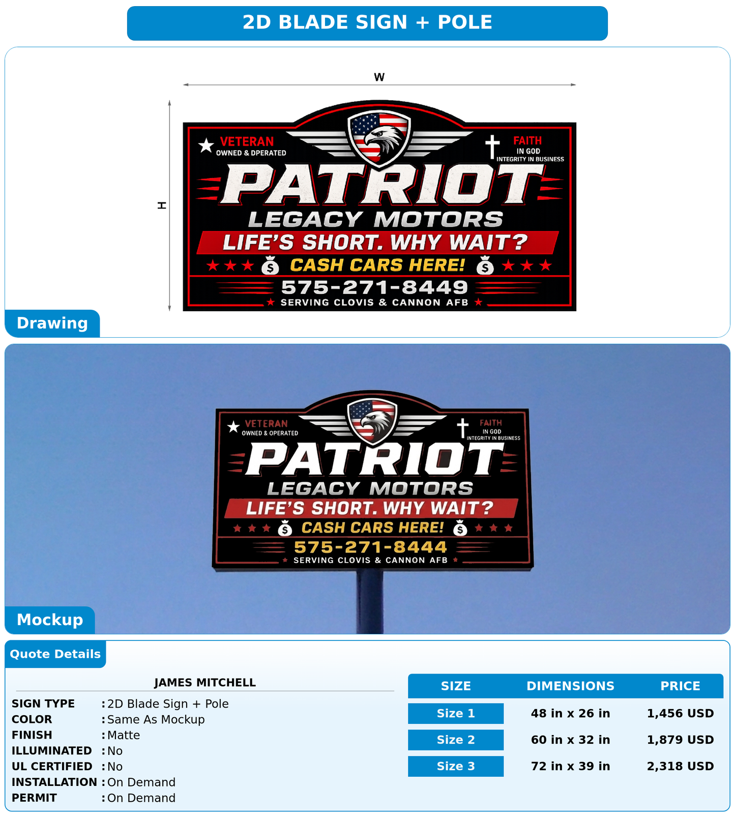 CUSTOM MOCKUP SIGN FOR James Mitchell