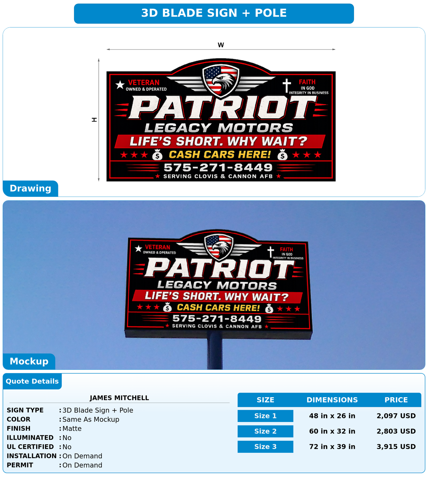 CUSTOM MOCKUP SIGN FOR James Mitchell