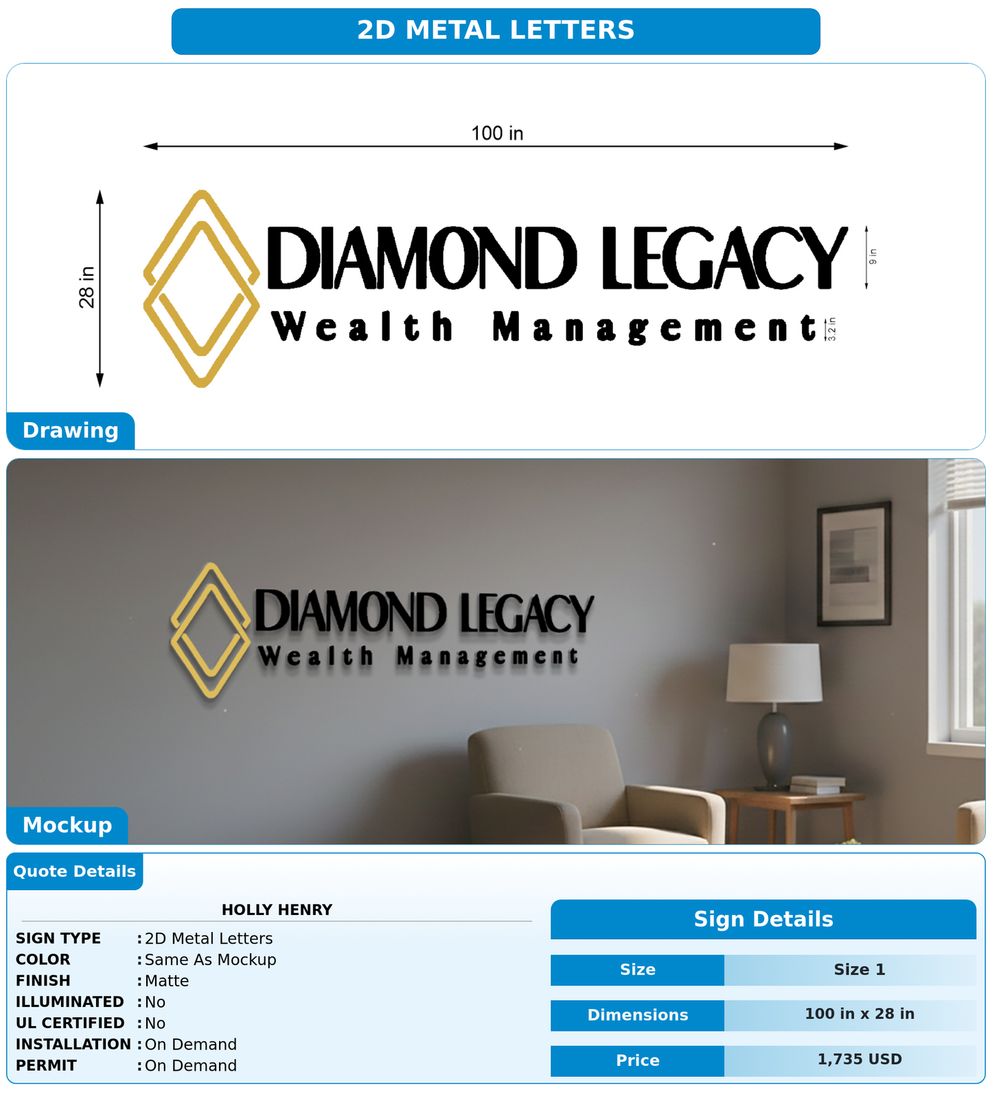 CUSTOM MOCKUP SIGN FOR Holly Henry
