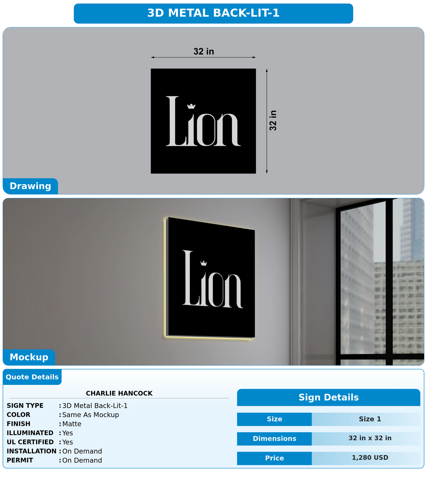 CUSTOM MOCKUP SIGN FOR Charlie Hancock