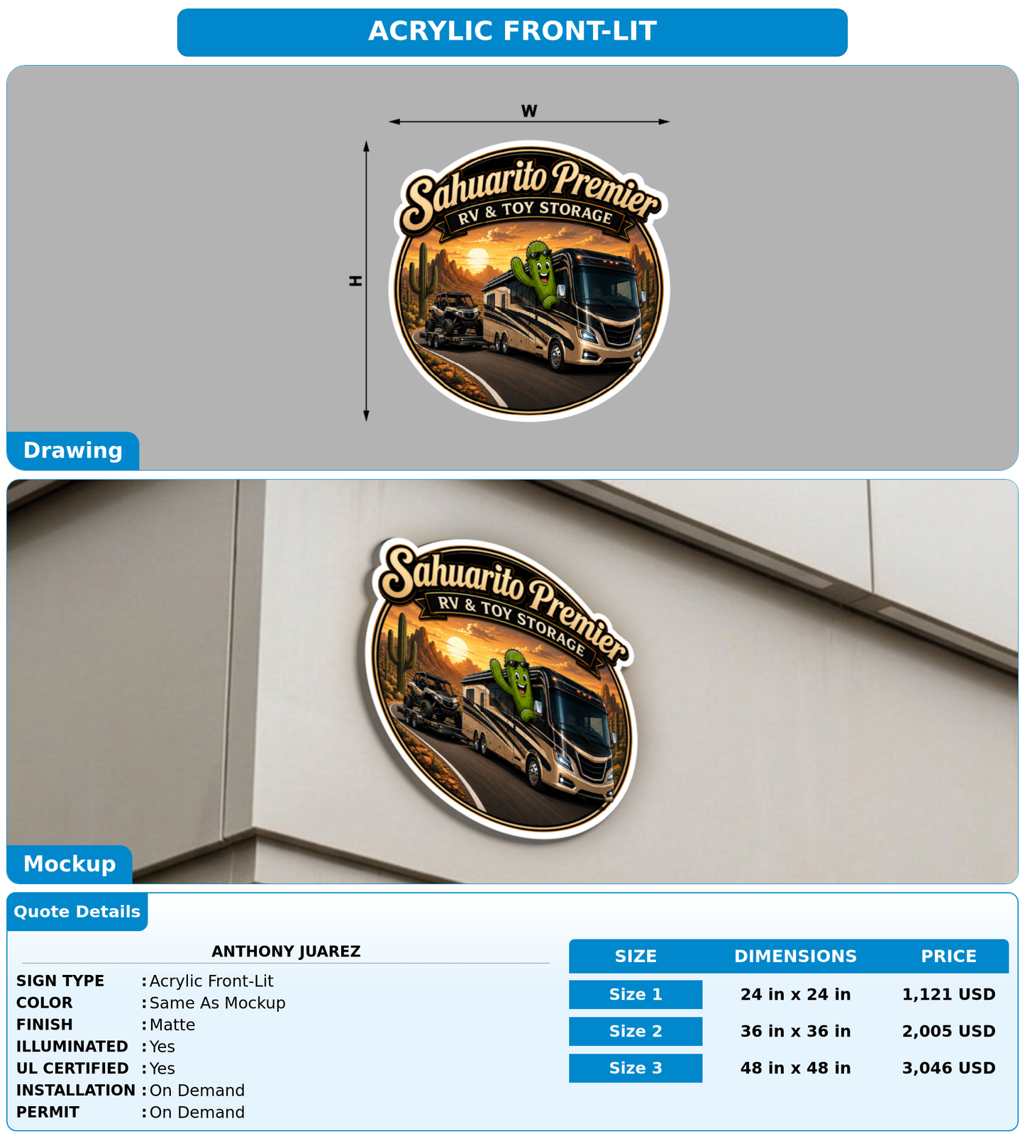CUSTOM MOCKUP SIGN FOR Anthony Juarez