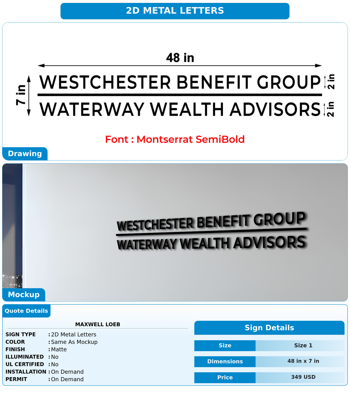 CUSTOM MOCKUP SIGN FOR Maxwell Loeb