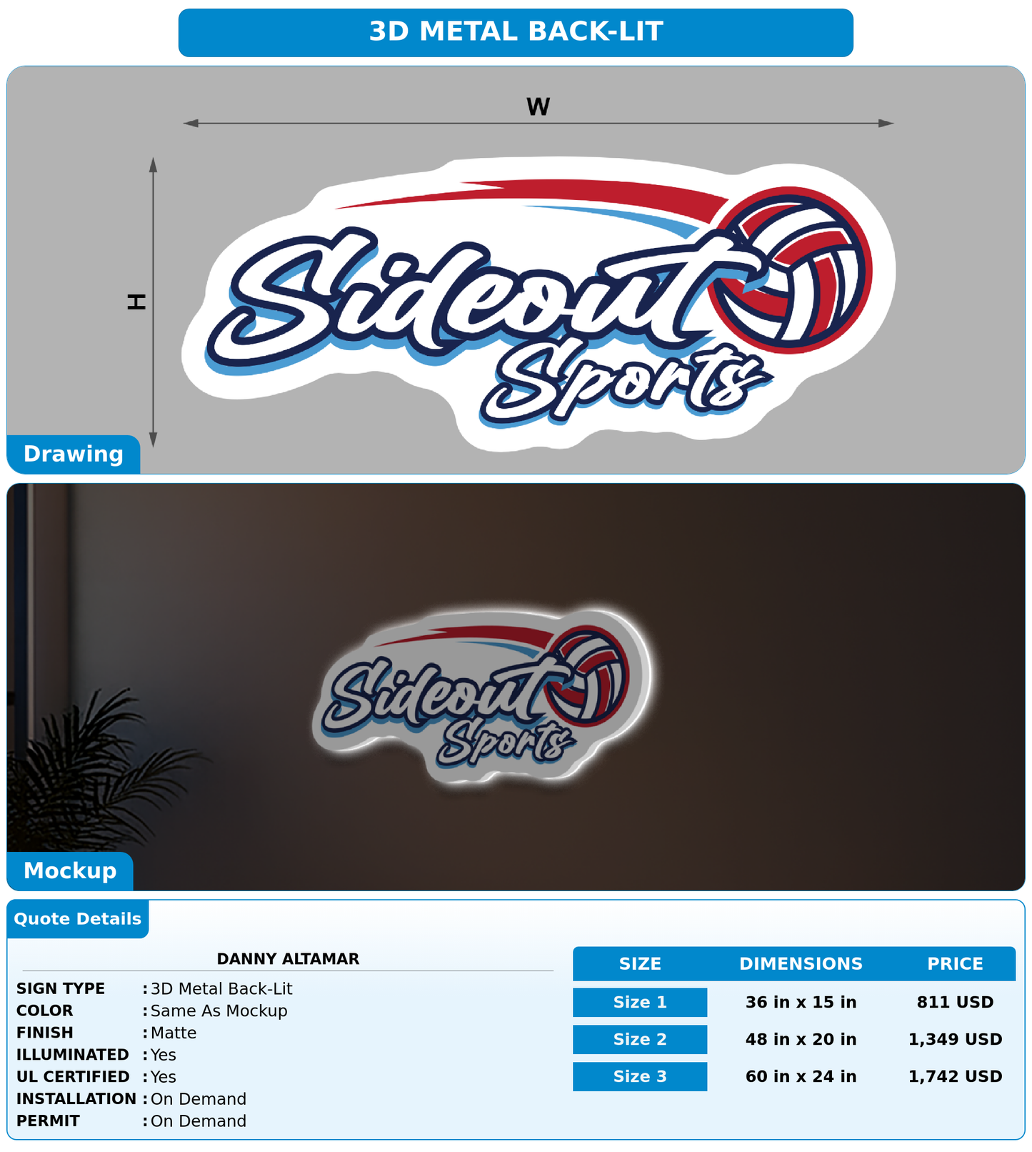 CUSTOM MOCKUP SIGN FOR Danny Altamar