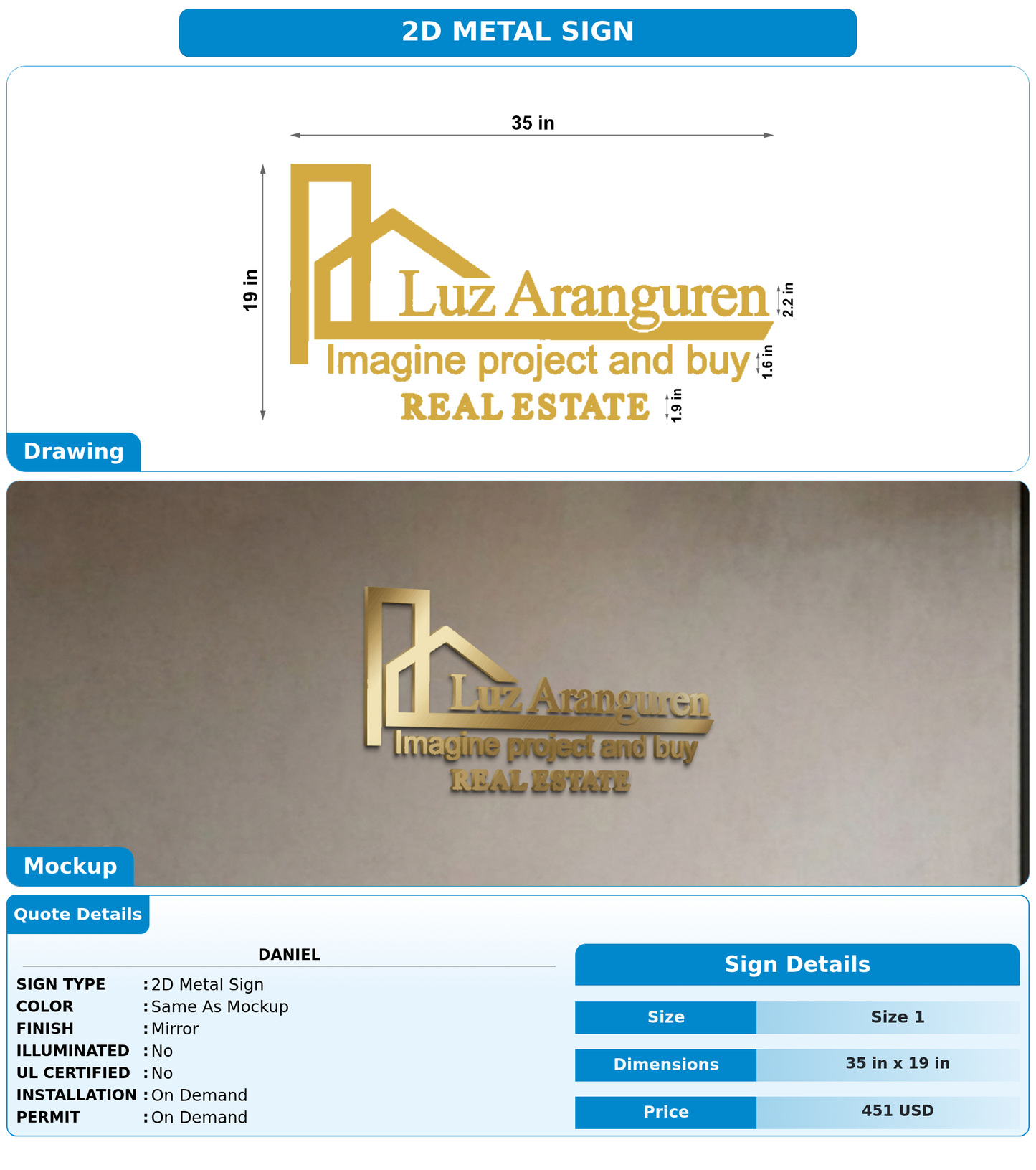 CUSTOM MOCKUP SIGN FOR Daniel