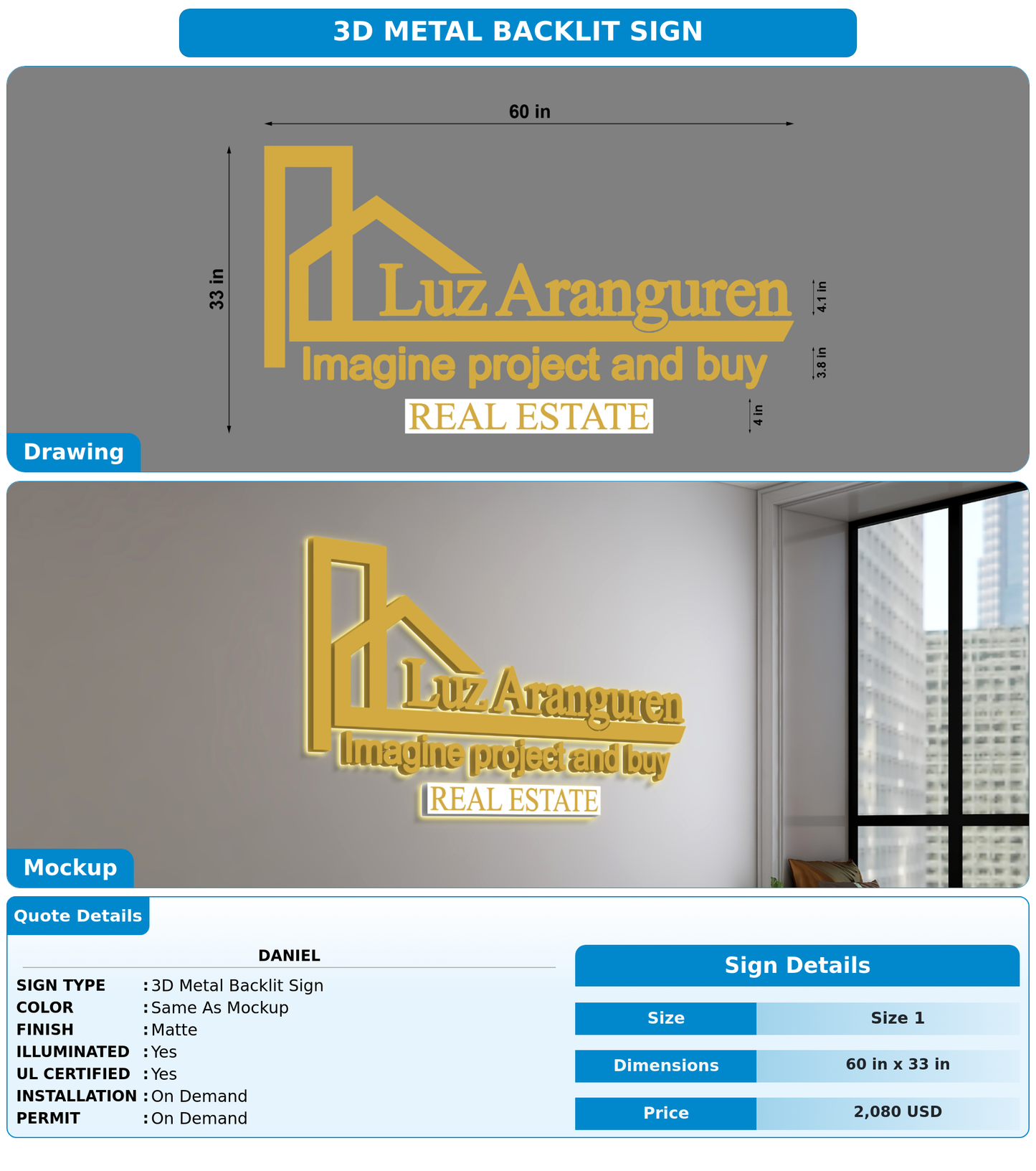 CUSTOM MOCKUP SIGN FOR Daniel
