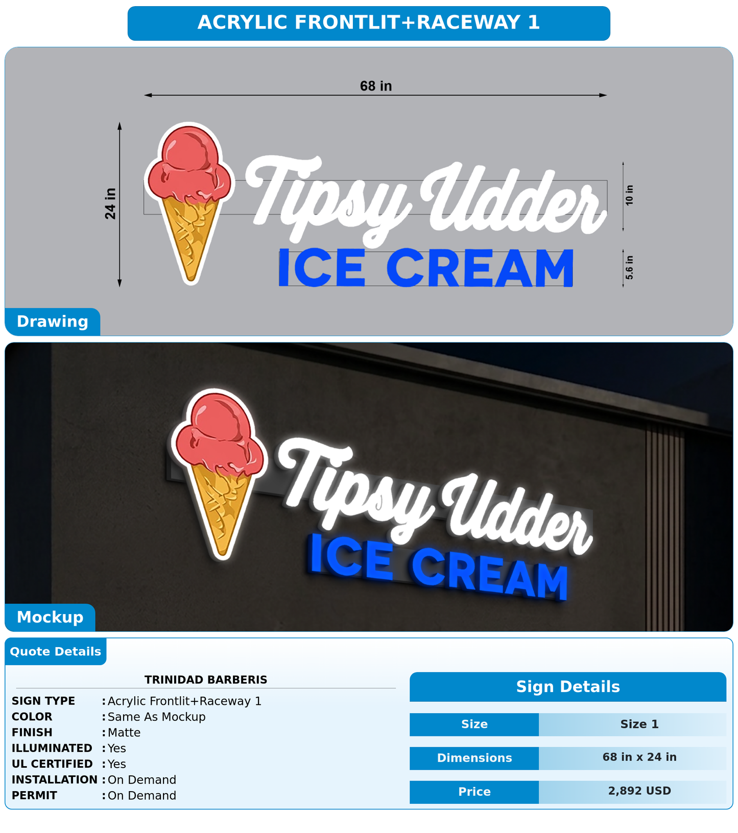 CUSTOM MOCKUP SIGN FOR Trinidad Barberis