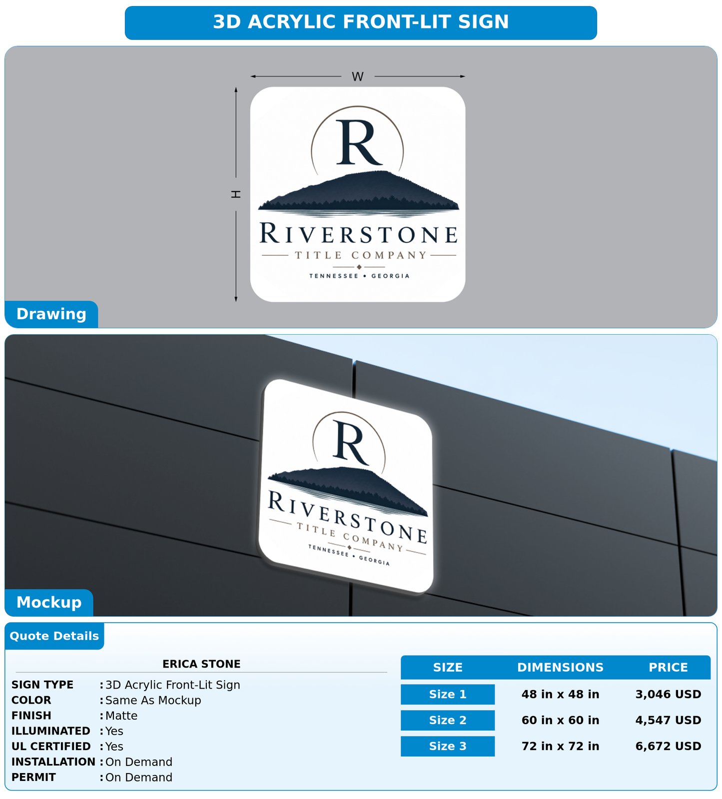 CUSTOM MOCKUP SIGN FOR Erica Stone