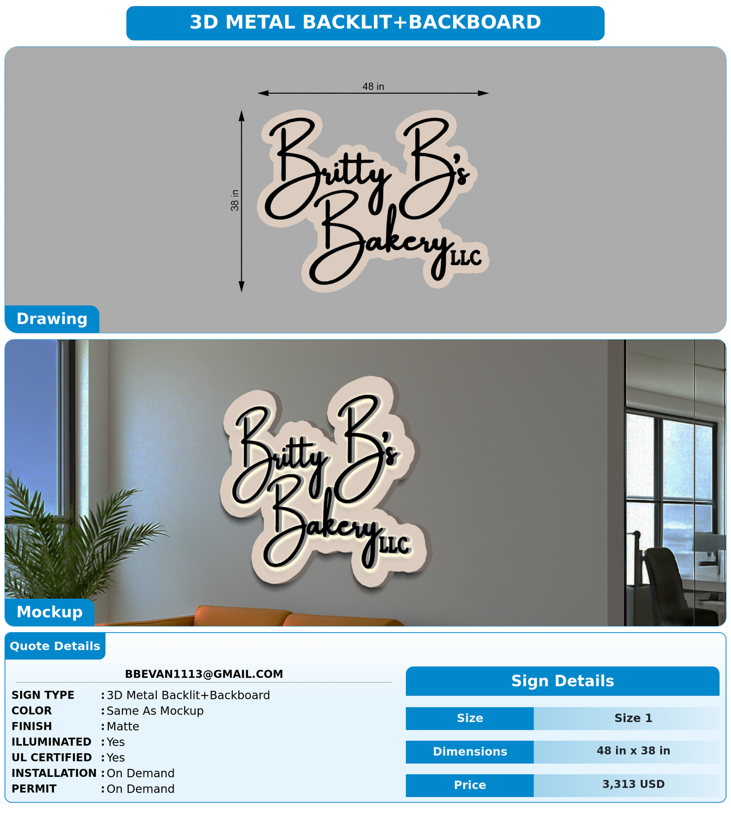 CUSTOM MOCKUP SIGN FOR bbevan1113@gmail.com