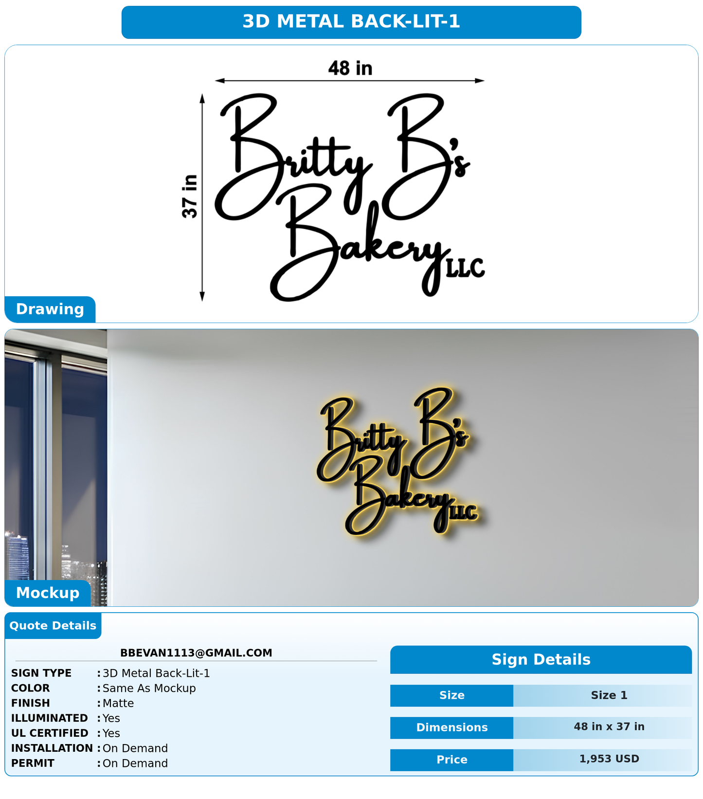 CUSTOM MOCKUP SIGN FOR bbevan1113@gmail.com