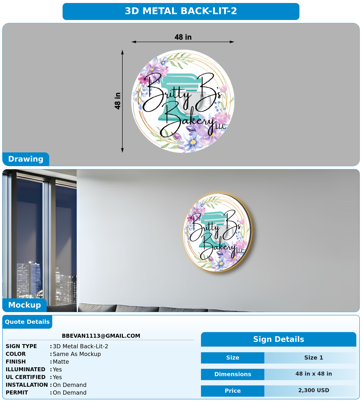 CUSTOM MOCKUP SIGN FOR bbevan1113@gmail.com