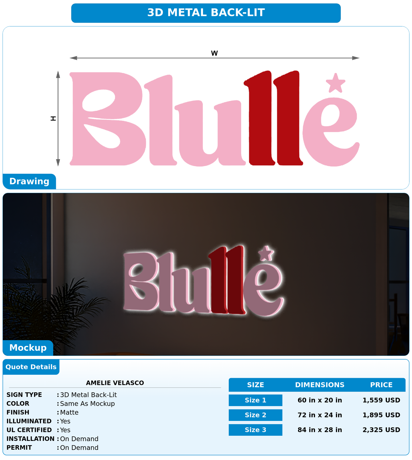 CUSTOM MOCKUP SIGN FOR Amelie Velasco