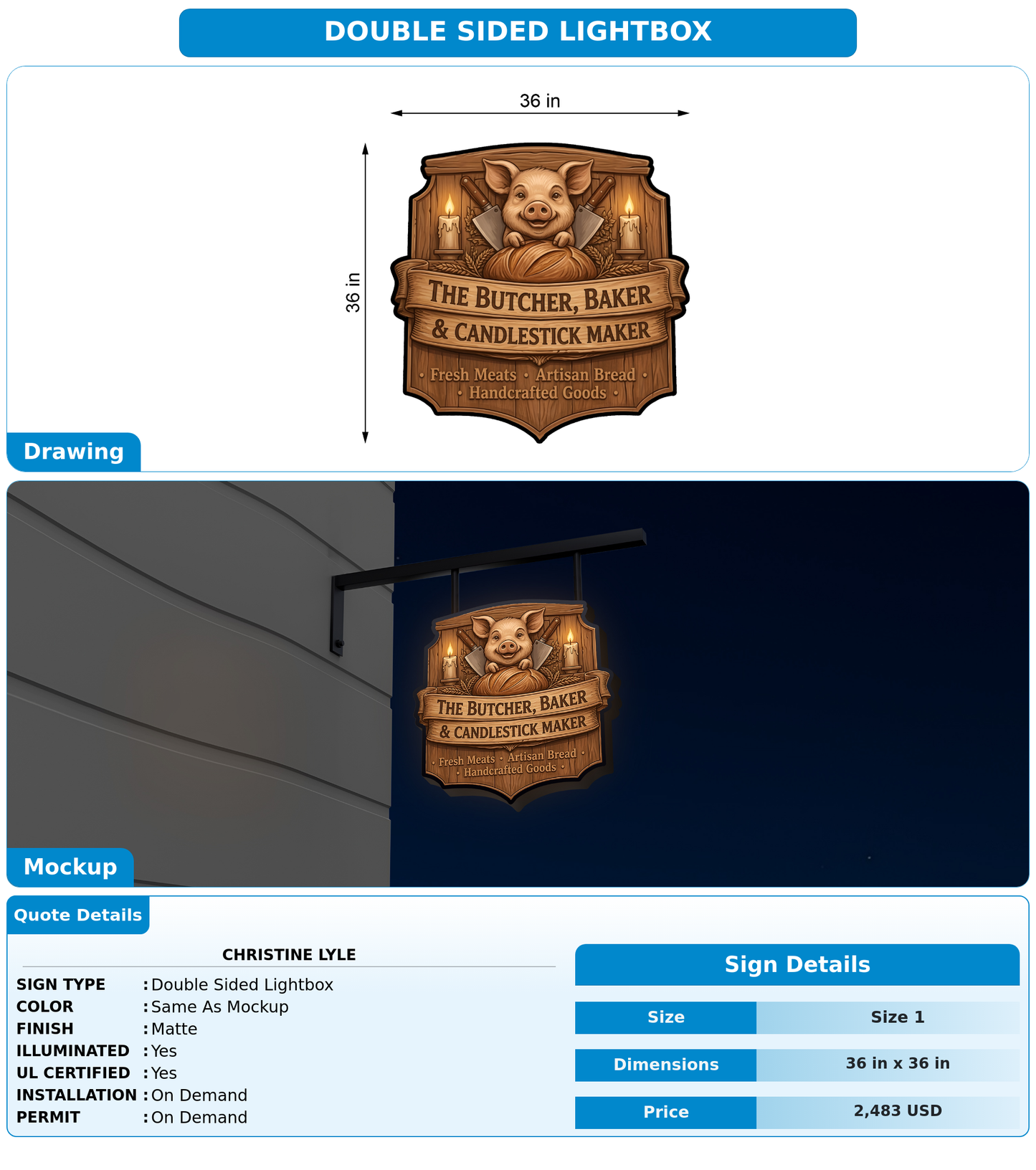 CUSTOM MOCKUP SIGN FOR Christine Lyle