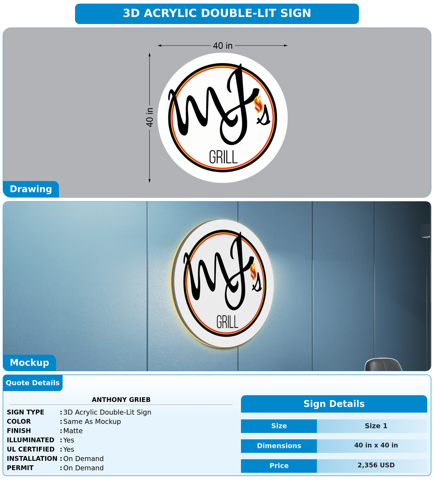 CUSTOM MOCKUP SIGN FOR Anthony Grieb