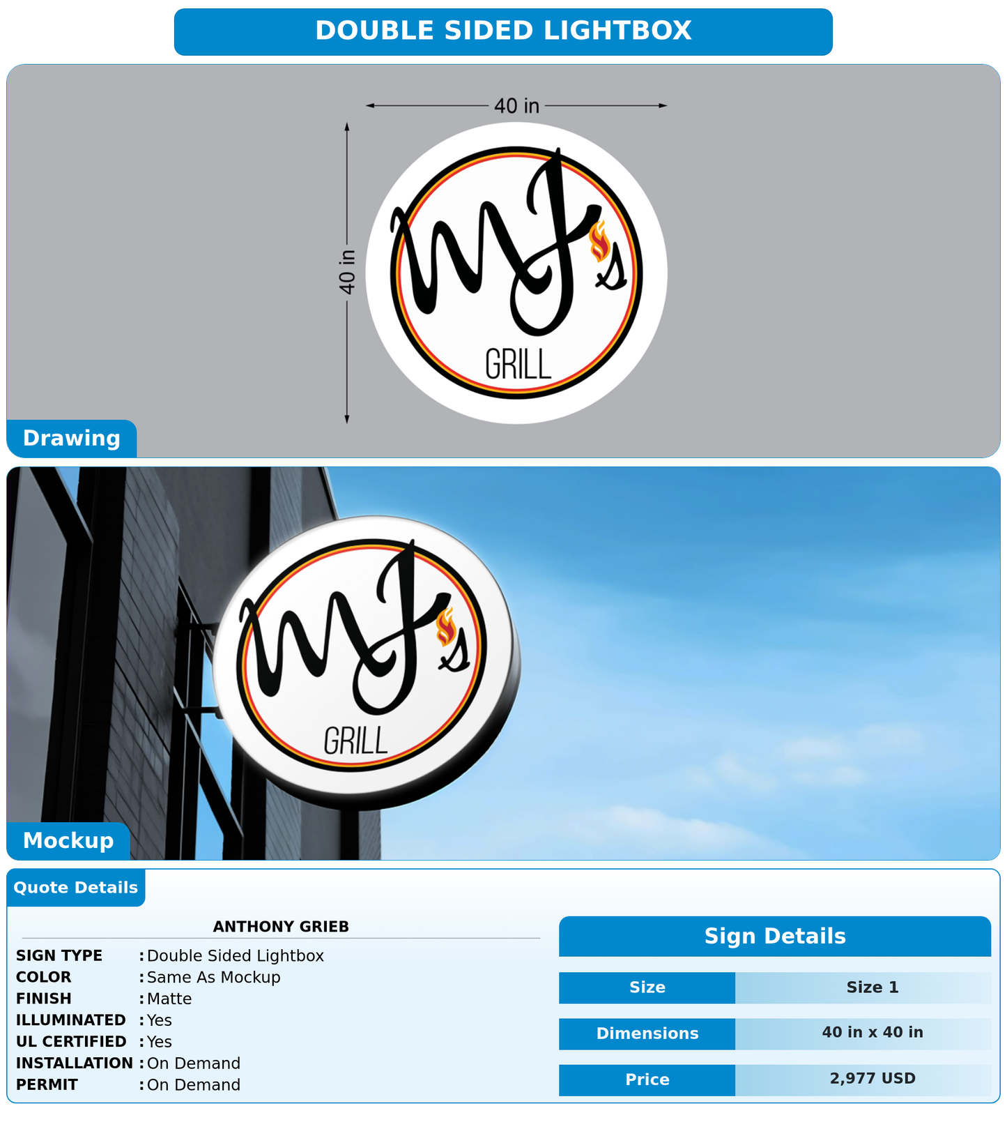 CUSTOM MOCKUP SIGN FOR Anthony Grieb