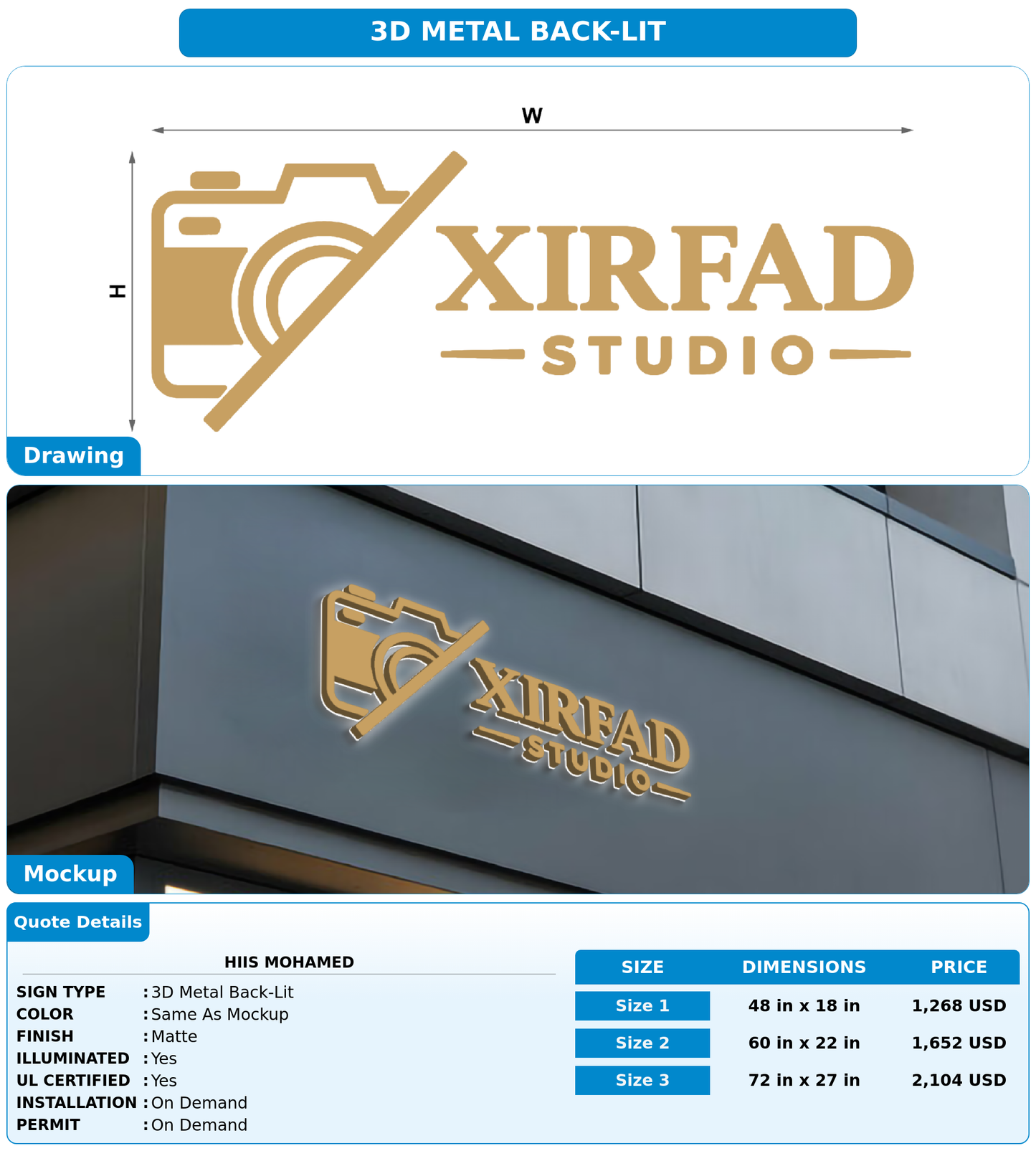 CUSTOM MOCKUP SIGN FOR Hiis Mohamed