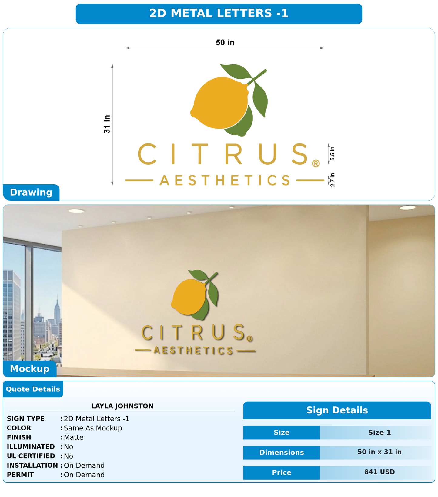 CUSTOM MOCKUP SIGN FOR Layla Johnston